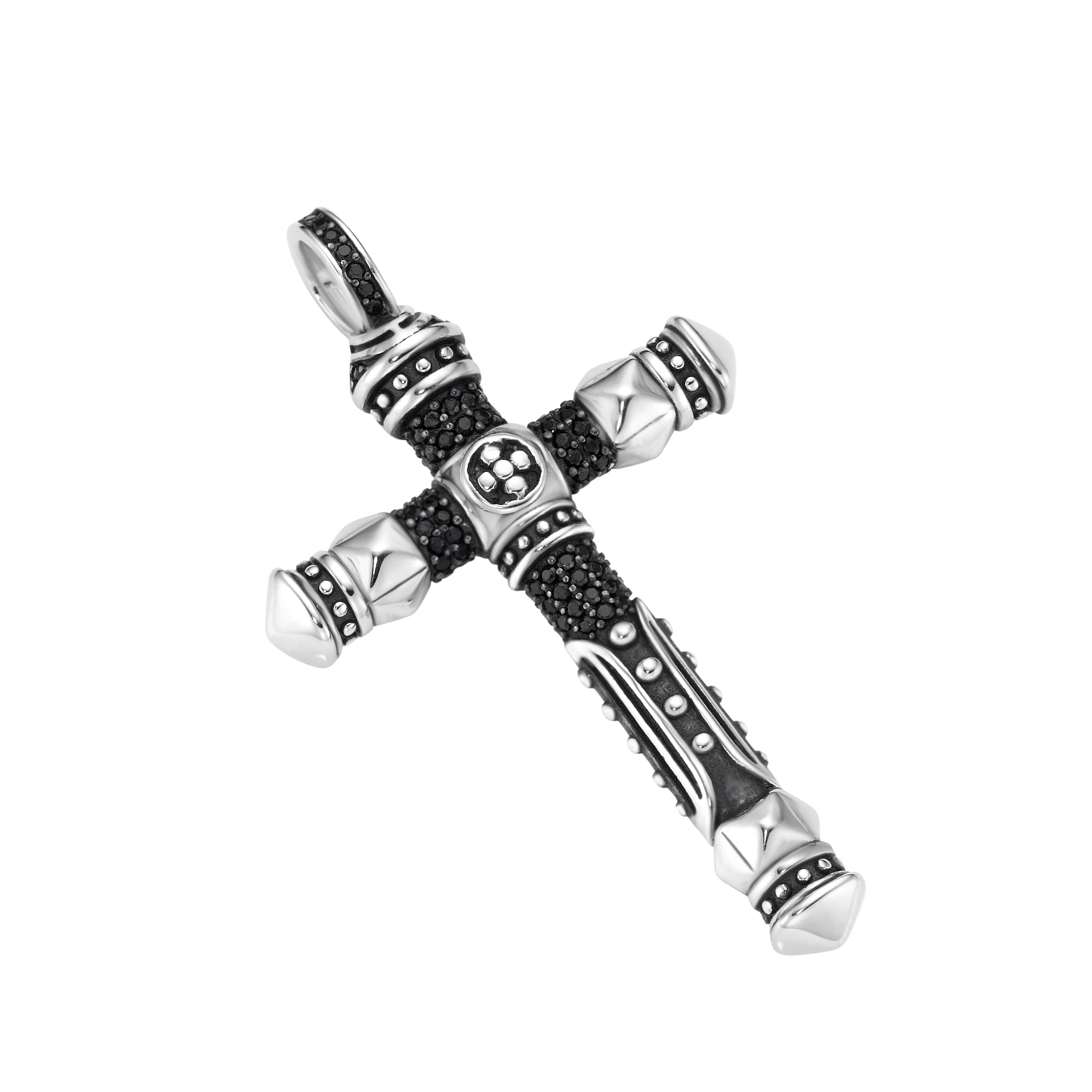 GIORGIO MARTELLO MILANO Kreuzanhänger »Kreuz mit schwarzen Spinellen, Silber 925«