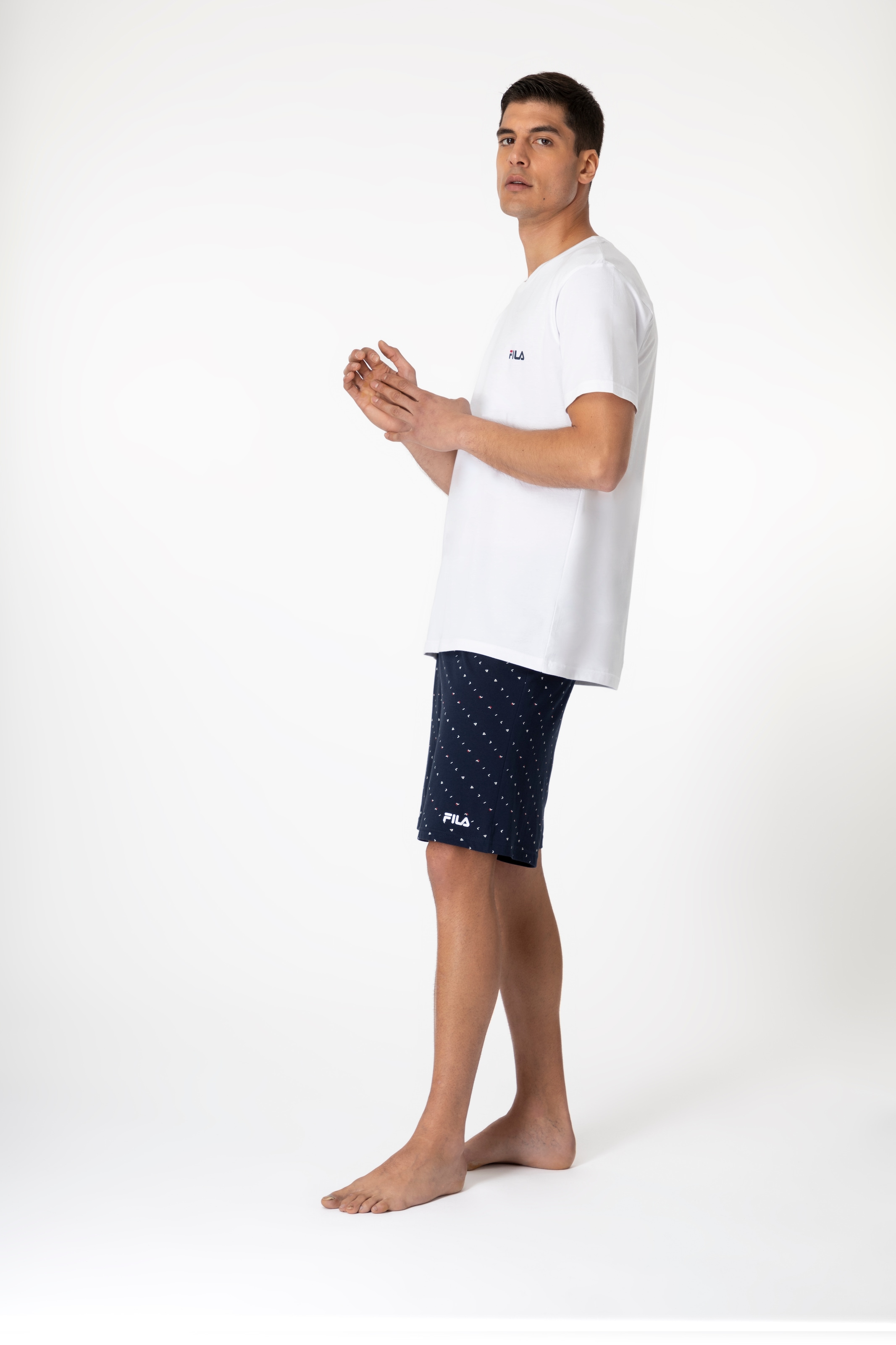 Fila Shorty »MAN JERSEY PYJAMAS«, (2 tlg.), Hose gepunktet mit Gummizug, Shirt mit Rundhalsausschnitt
