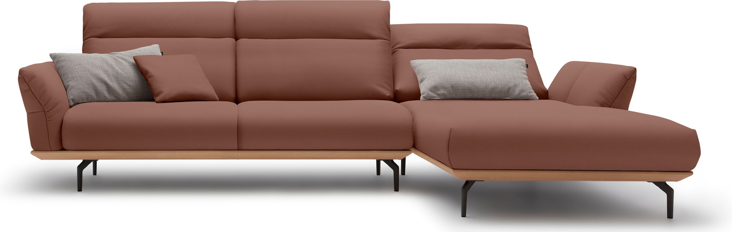 Creation BY ROLF BENZ Ecksofa »CR.460«, Sockel in Eiche, Winkelfüße in Umbragrau, Breite 318 cm