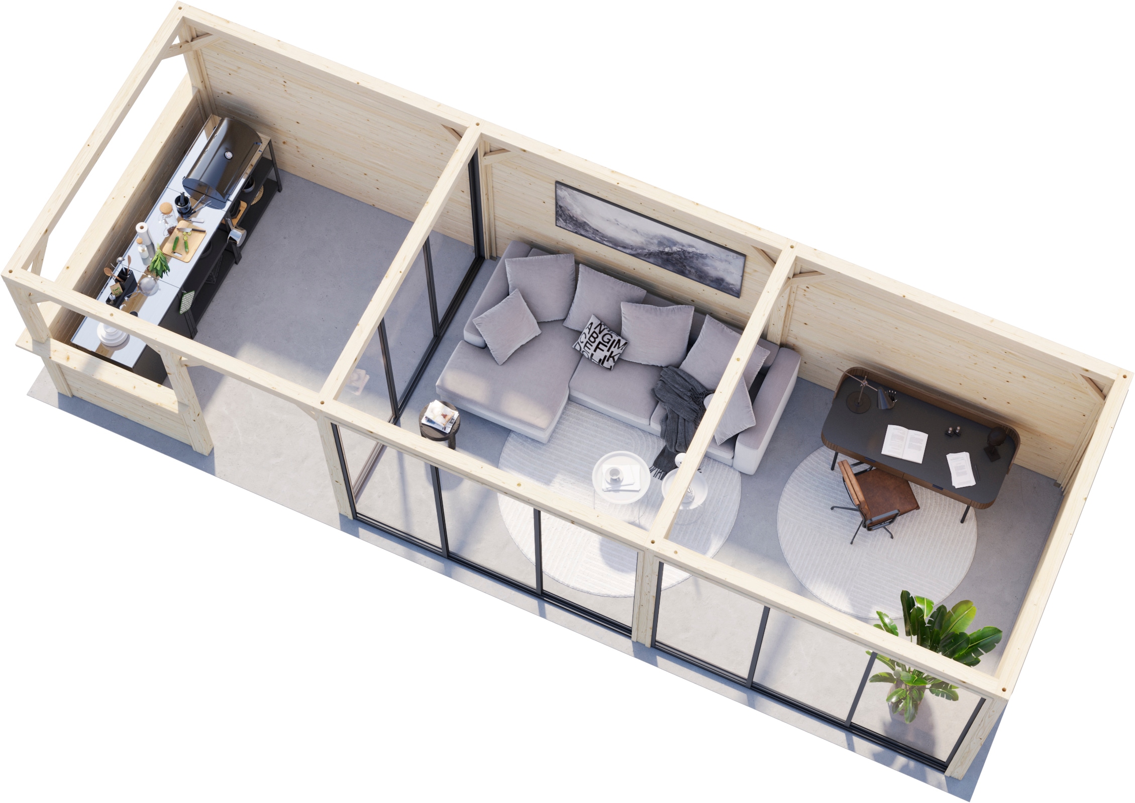 Palmako Gartenhaus »Lenna 24,9 m², Set 719 Slide Plus«