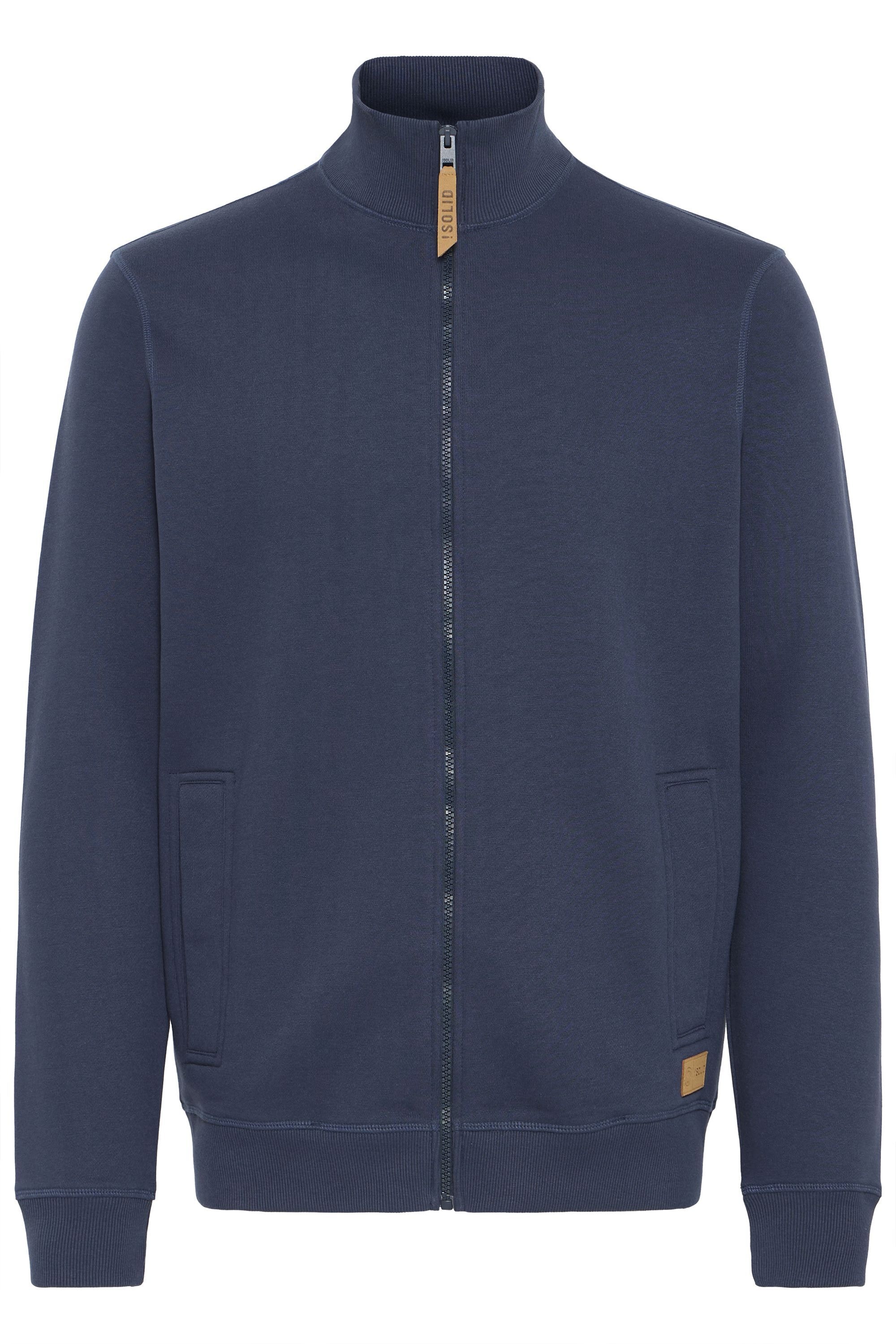 !solid Sweatjacke SOLID "Trainingsjacke SDARNOL", Herren, Gr. XL, blau (marineblaus), Obermaterial: 65% Polyester PES. 35% Baumwolle CO., Sweatjacken Sweatjacke