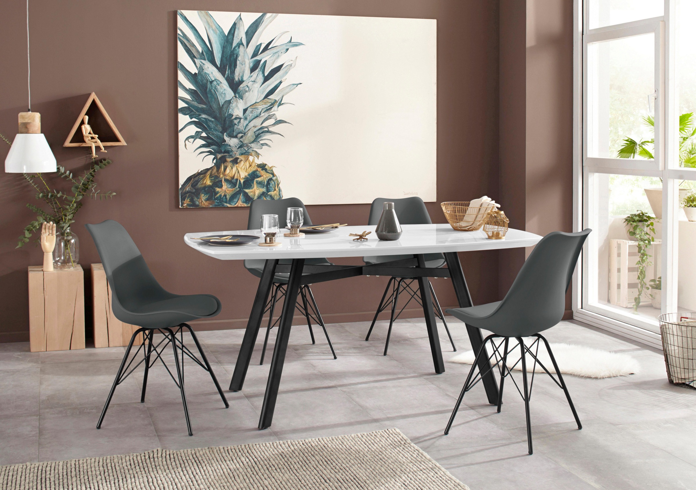 Homexperts 4-Fußstuhl »Ursel 01«, (Set), 2 St., Kunstleder, Sitzschale mit Sitzkissen in Kunstleder
