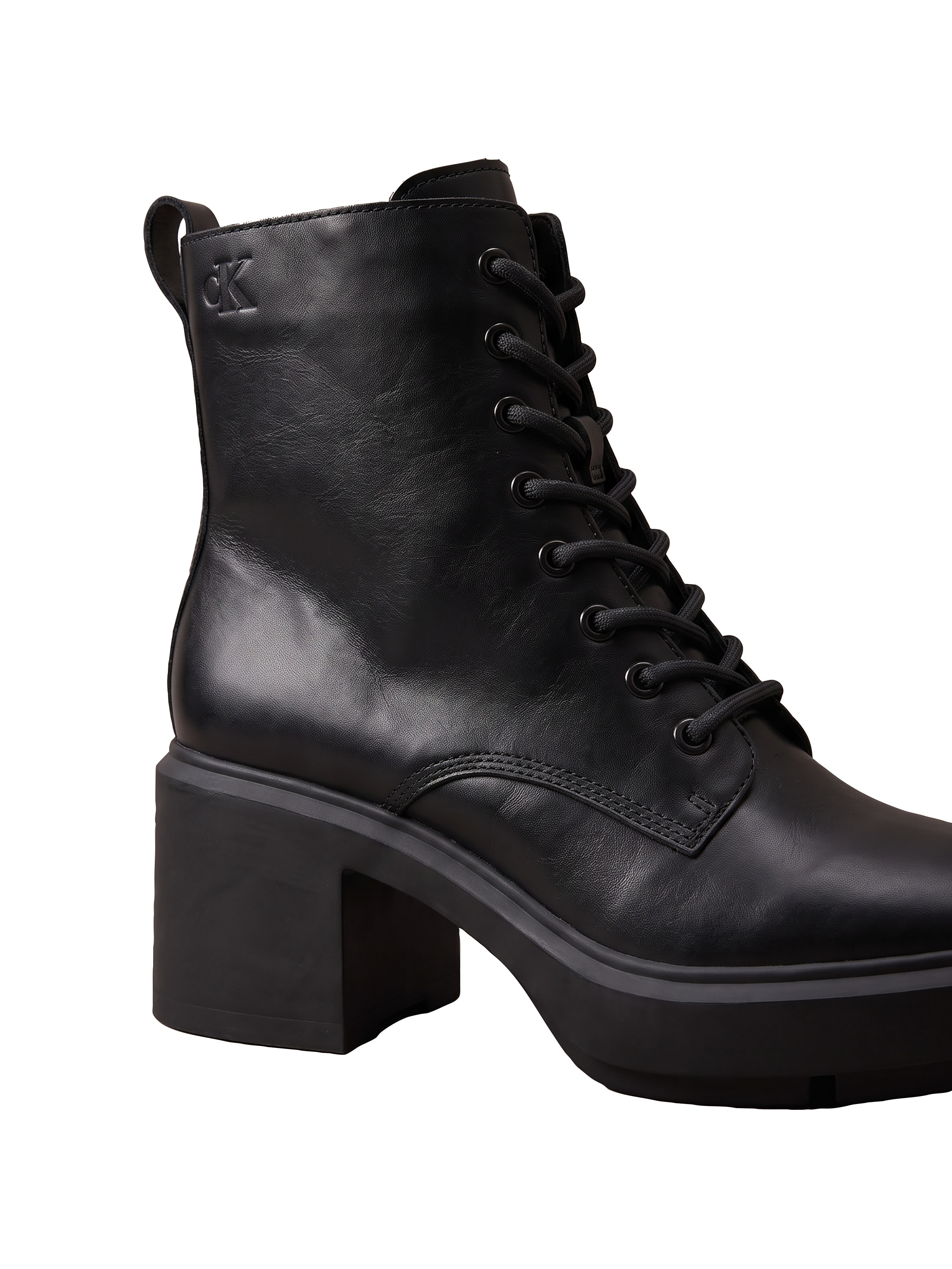 Calvin Klein Schnürstiefelette »BLOCK HEEL ANK BOOT LACEUP LTH«  Schnürboots mit Blockabsatz und Anziehlasche