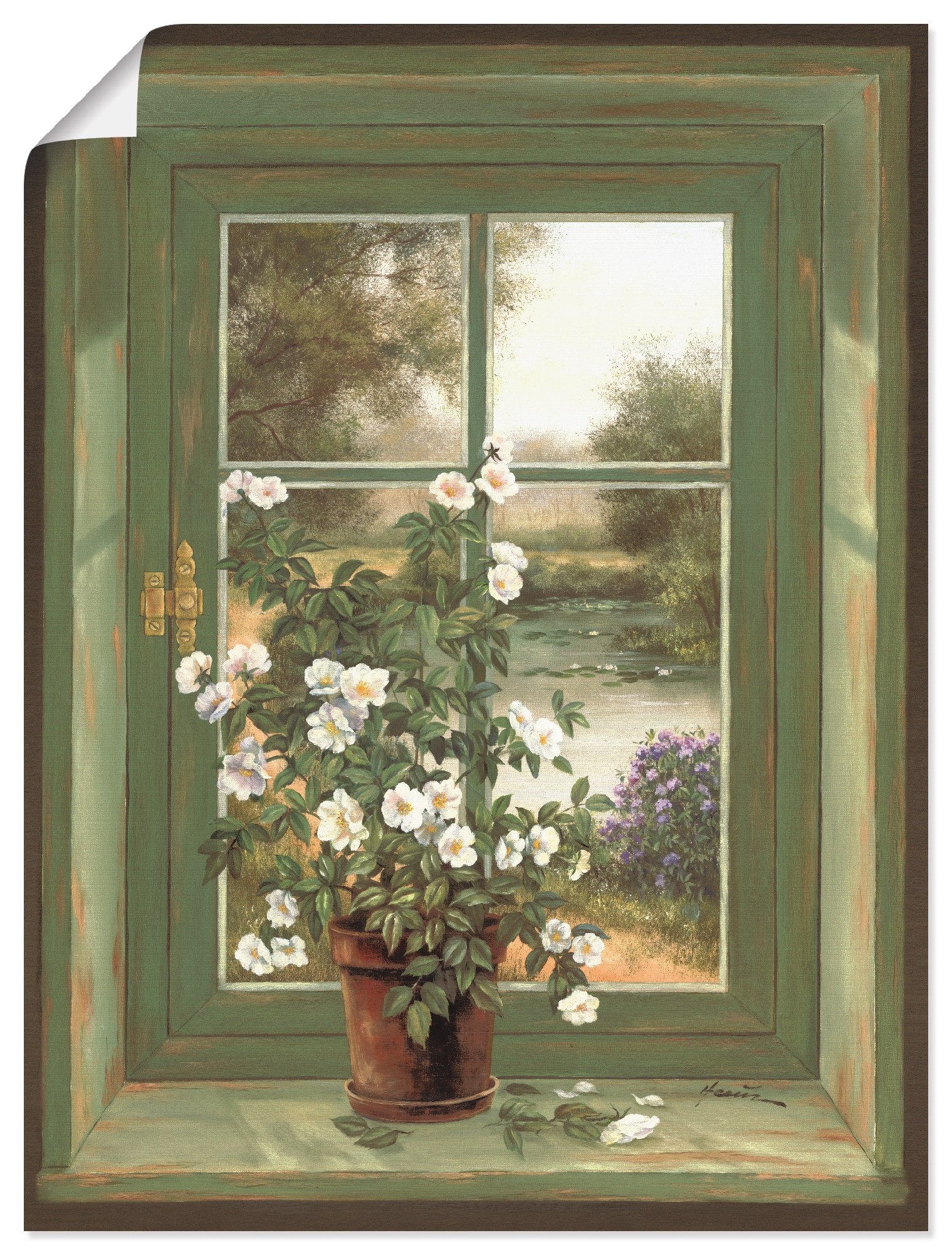 Artland Wandbild »Wildrosen am Fenster«, Arrangements, (1 St.), als Alubild, Outdoorbild, Leinwandbild, Poster, Wandaufkleber