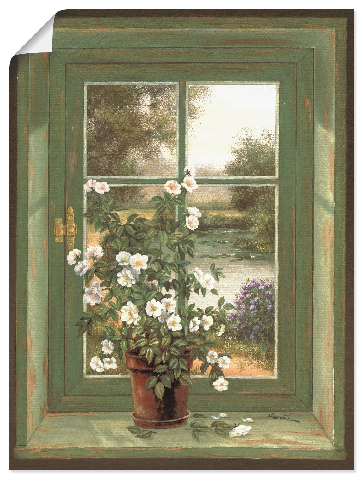 Artland Wandbild "Wildrosen am Fenster" Arrangements 1 Stk. tlg. als Alubild, Leinwandbild, Poster in verschied. Größen