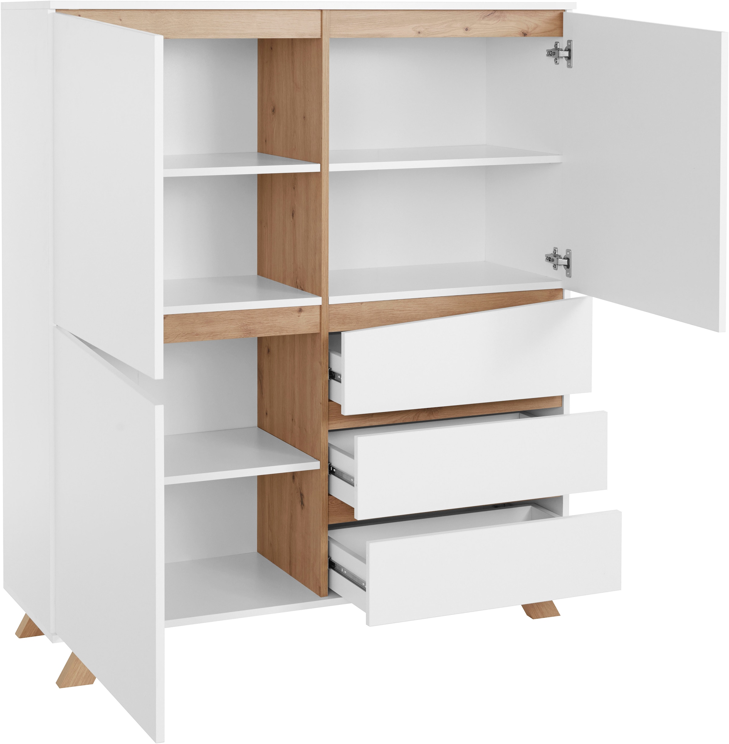 Homexperts Highboard »Vicky«, Breite 120 cm, Höhe 142 cm, in matt weiß