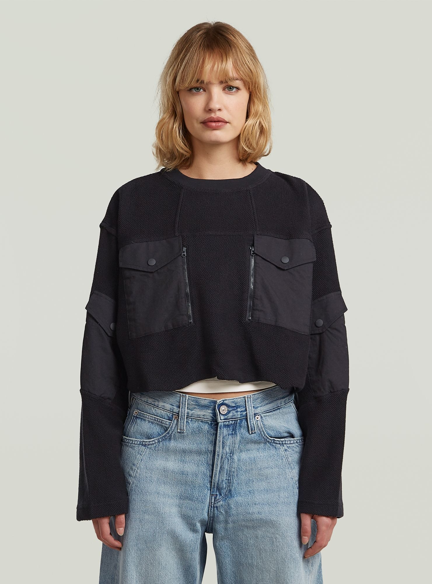 G-STAR Longpullover "Multi Pocket Mix Loose Cropped Sweater" günstig online kaufen