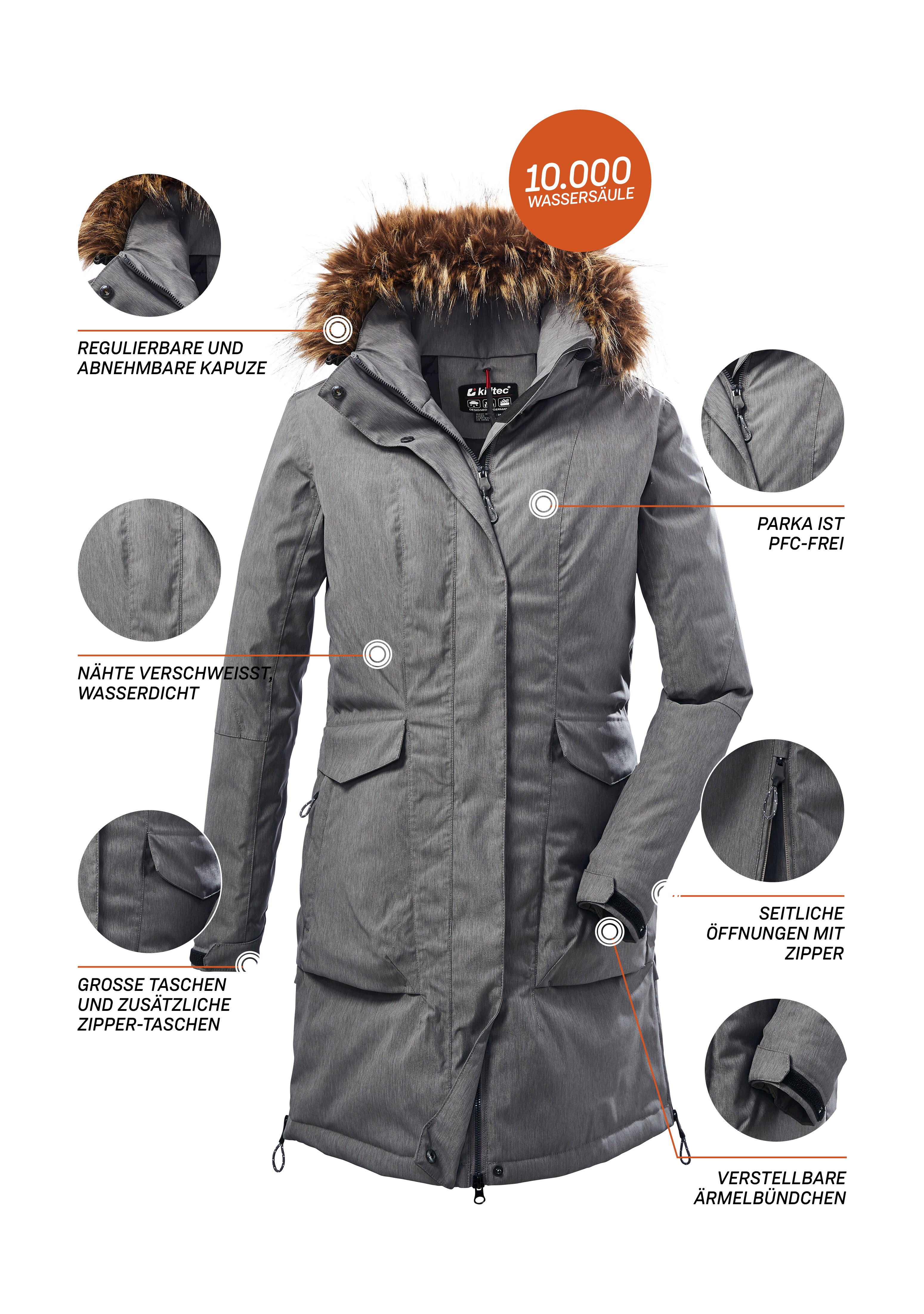 Thumbnail - Killtec Parka "KOW 141 WMN PRK" Wasserdichter Parka mit abnehmbarer Kapuze und verstellbaren Details