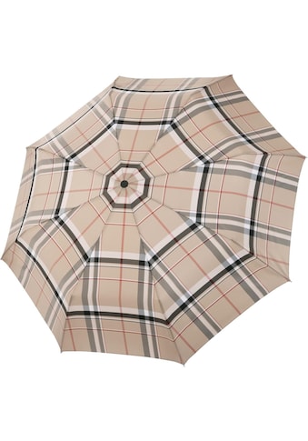 Taschenregenschirm »Serge, karo beige«, handgemachter Manufaktur-Taschenschirm