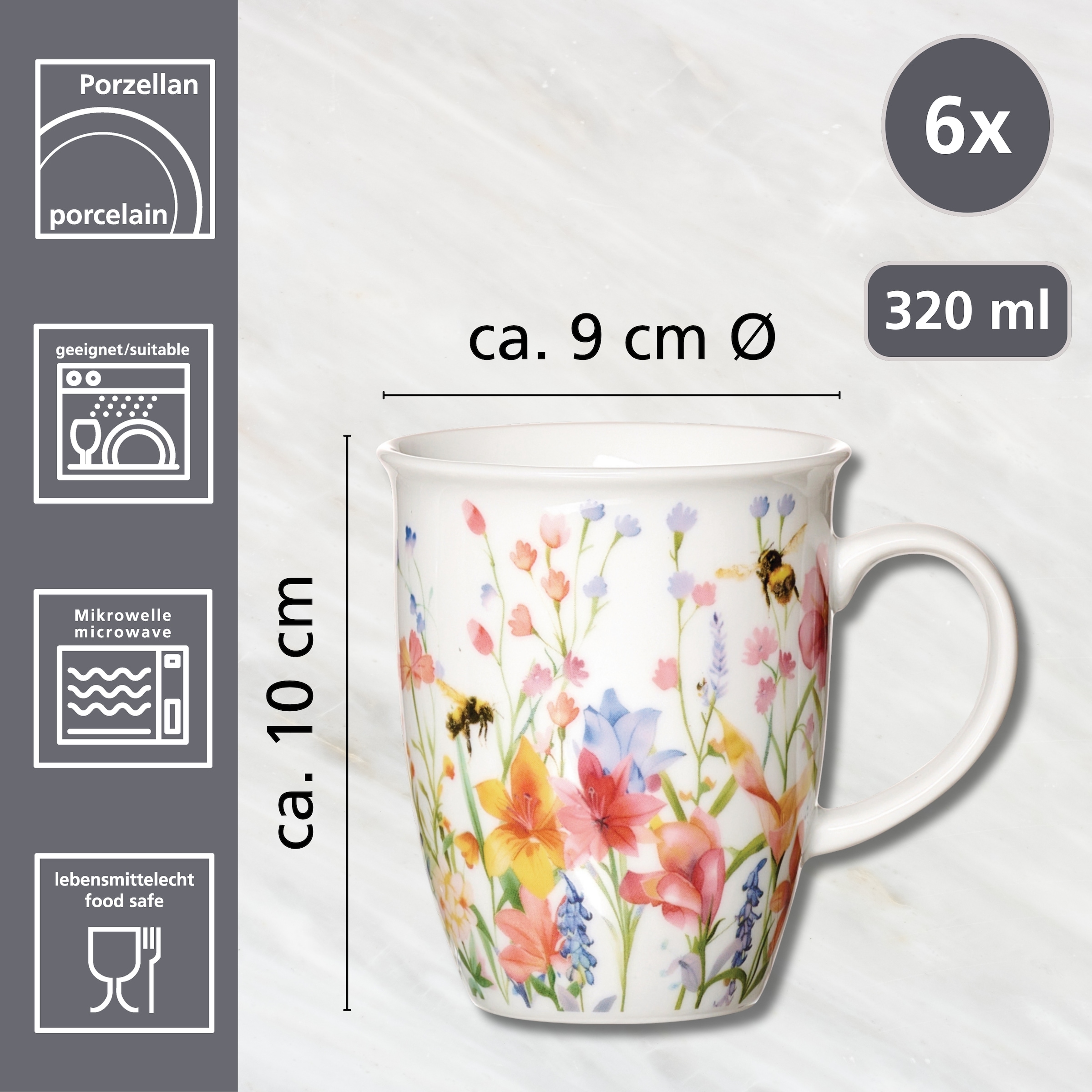 Ritzenhoff & Breker Becher »Flowers« Kaffeebecher, je 320 ml