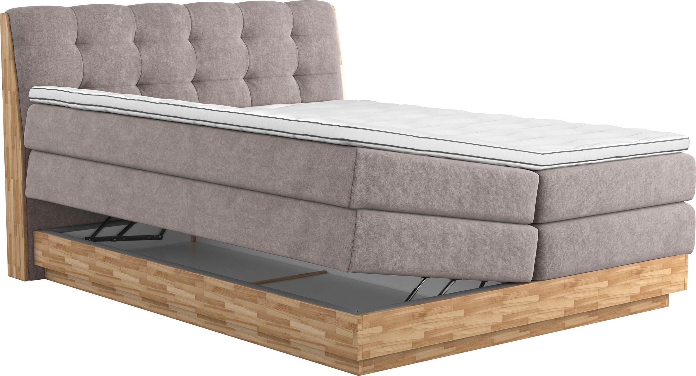 Boxspringbett HOME AFFAIRE "Naome", grau (stone), B:181cm L:217cm, 100% Polyester, Komplettbetten, Boxspringbett, Boxspringbett, Inklusive Topper 9