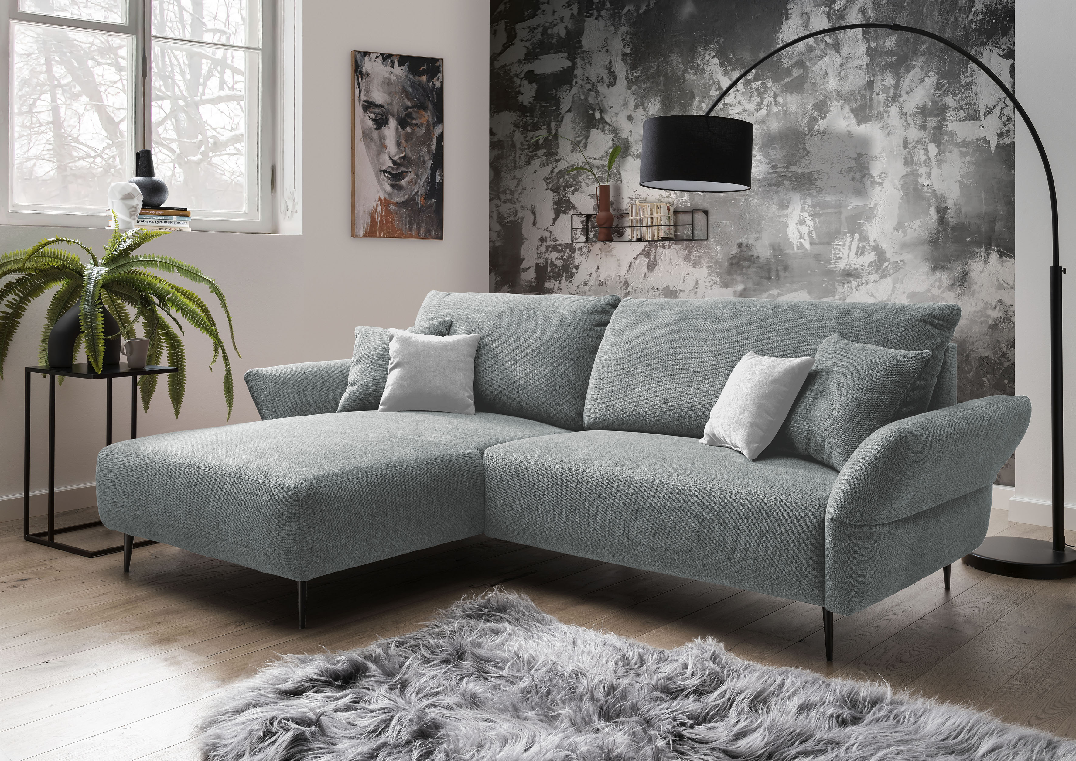 Home affaire Ecksofa "Amarena modern & bequem, verstellbare Armlehnen, L-Form" inklusive Armlehnenverstellfunktion, inkl. 4x Zierkissen
