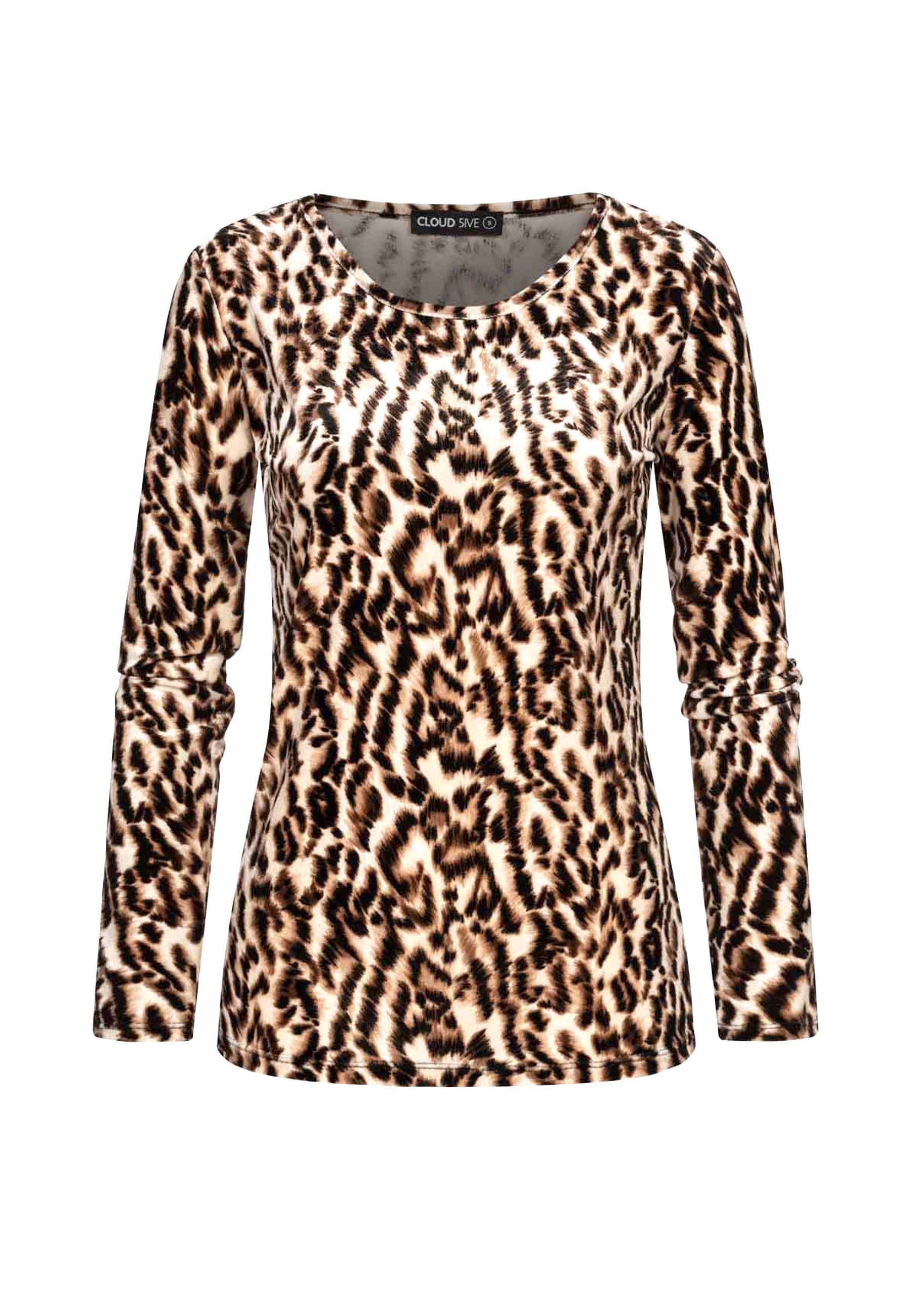 CLOUD 5IVE Longsleeve "CLOUD 5IVE Langarm Samt Shirt Longsleeve mit Leo Print" 1 Stk.
