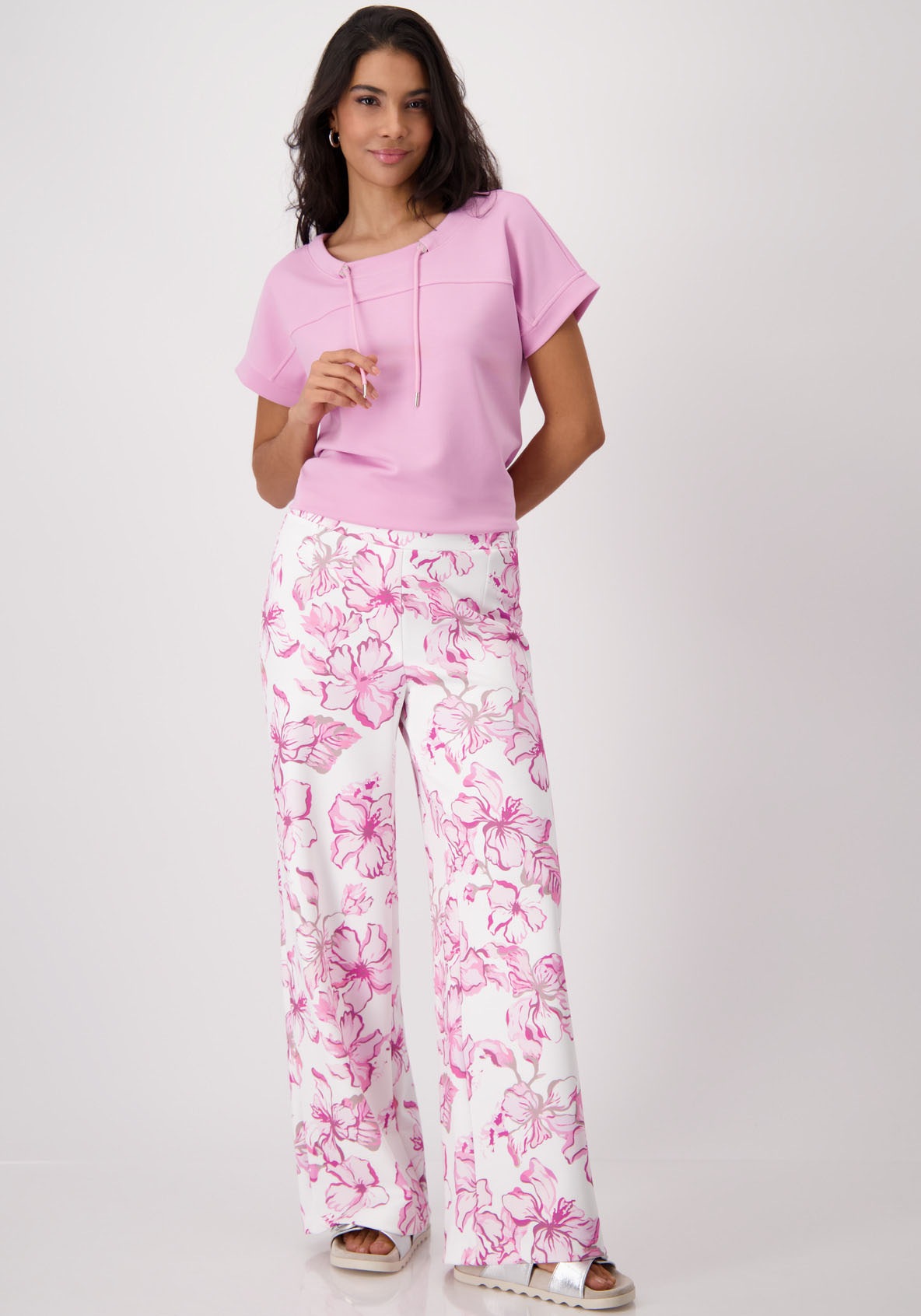 Monari Stoffhose, mit Blumendruck