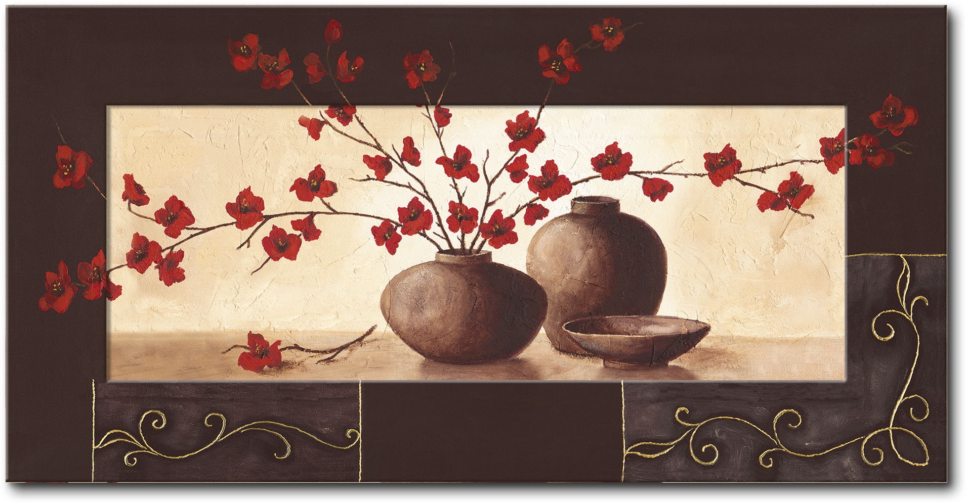 Artland Wandbild "Stillleben mit roten Blüten II", Vasen & Töpfe, (1 St.) günstig online kaufen