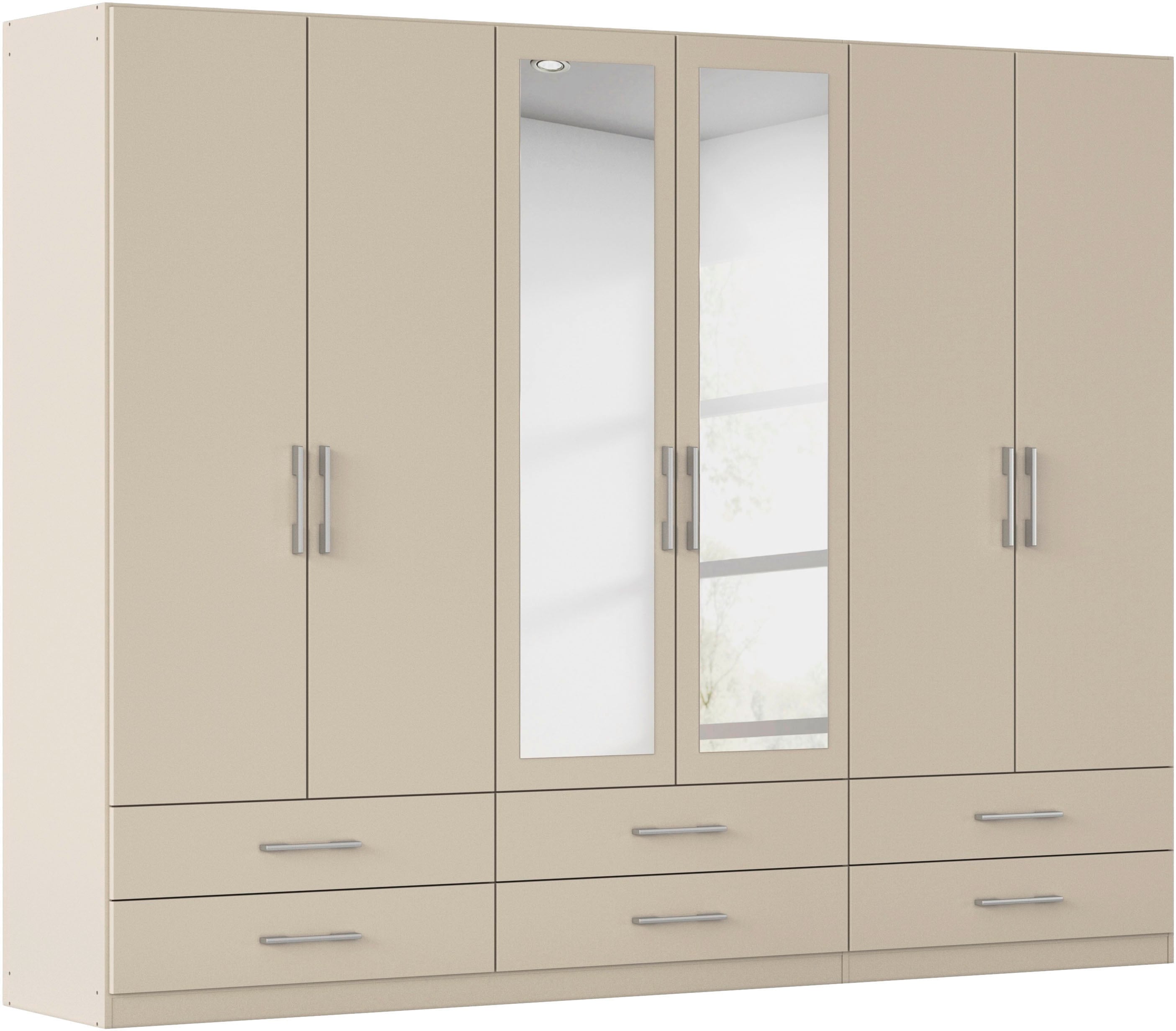 rauch Kleiderschrank "Schrank Garderobenschrank Mehrzweckschrank Schlafzimmer HERSBRUCK" 3 verschiedene Ausstattungen BASIC/CLASSIC/PREMIUM (inkl. SOFT-CLOSE), mit großzügigen Schubladen sowie Spiegeltüren MADE IN GERMANY