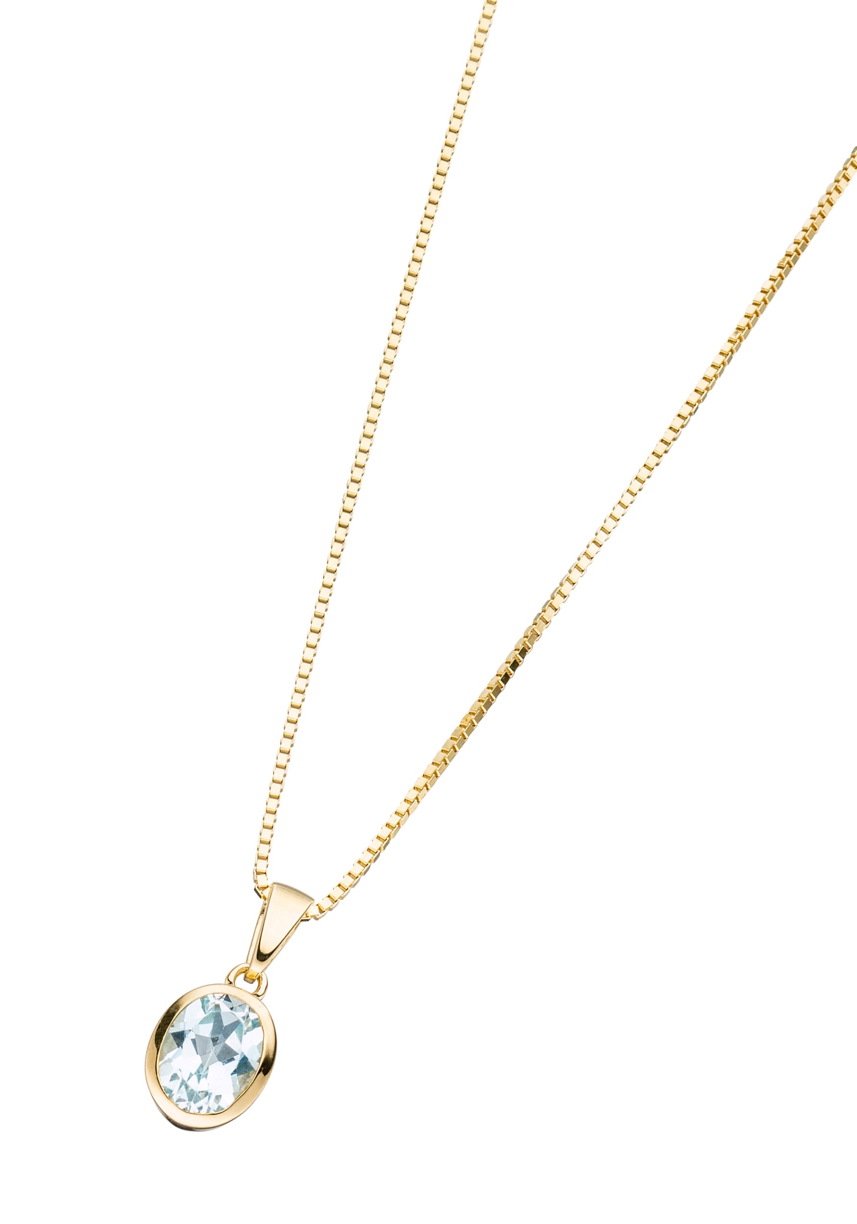JOBO Kettenanhänger »Anhänger oval«, 333 Gold mit Blautopas