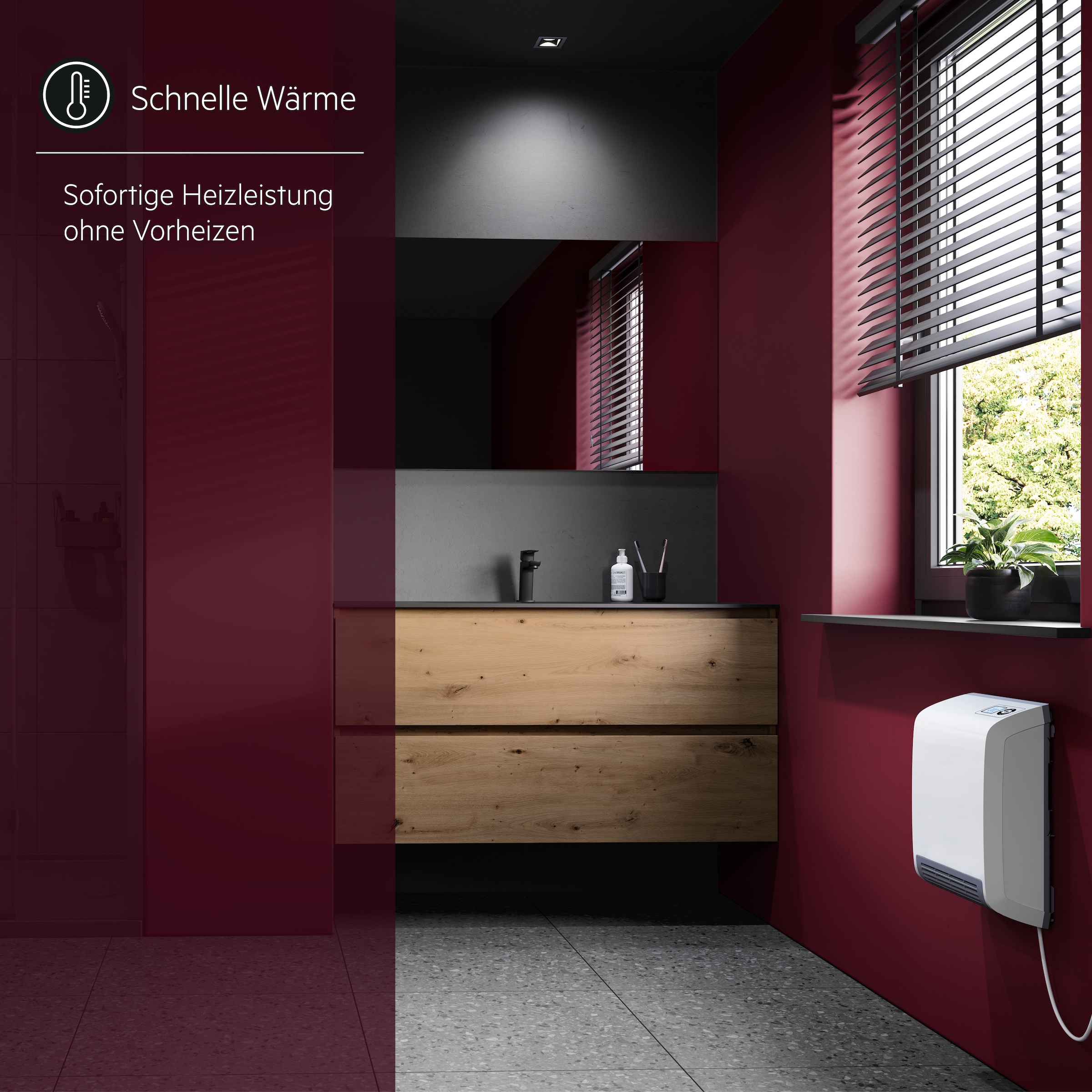 AEG Haustechnik Heizlüfter »»VH 213«, Keramik Heizlüfter energiesparend für ca. 25 m²,« LCD Display, Wochenzeitschaltuhr, Bad, 2 kW