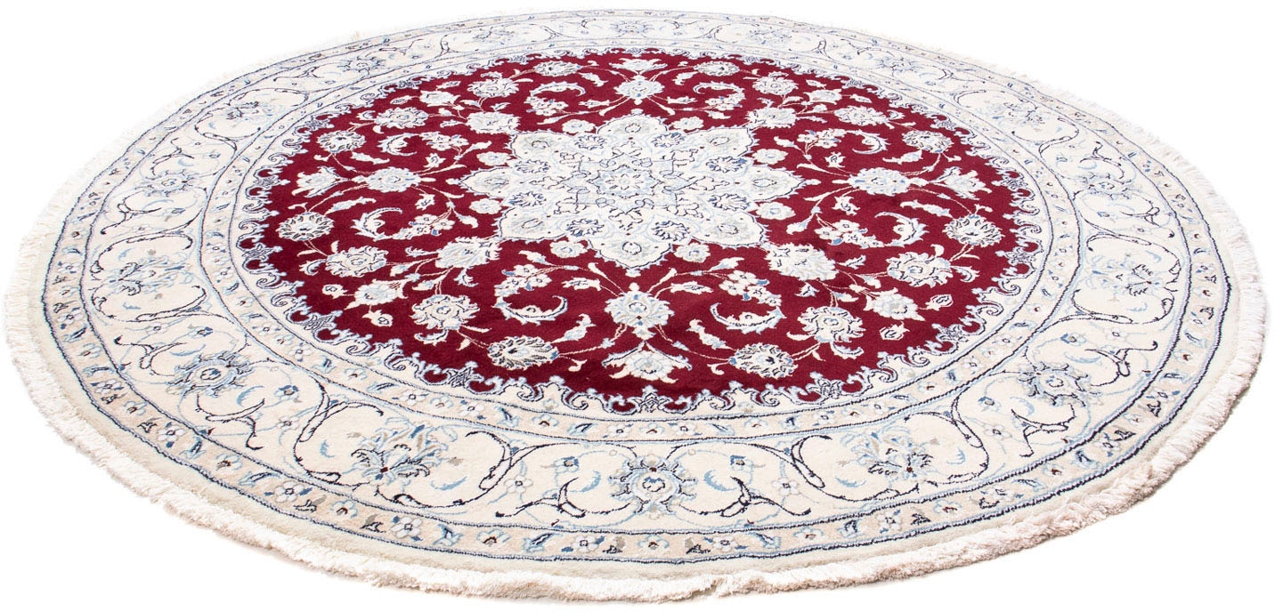 morgenland Orientteppich "Perser - Nain rund - 245 x 245 cm - dunkelrot", rund, 10 mm Höhe, Wohnzimmer, Handgeknüpft, Ei