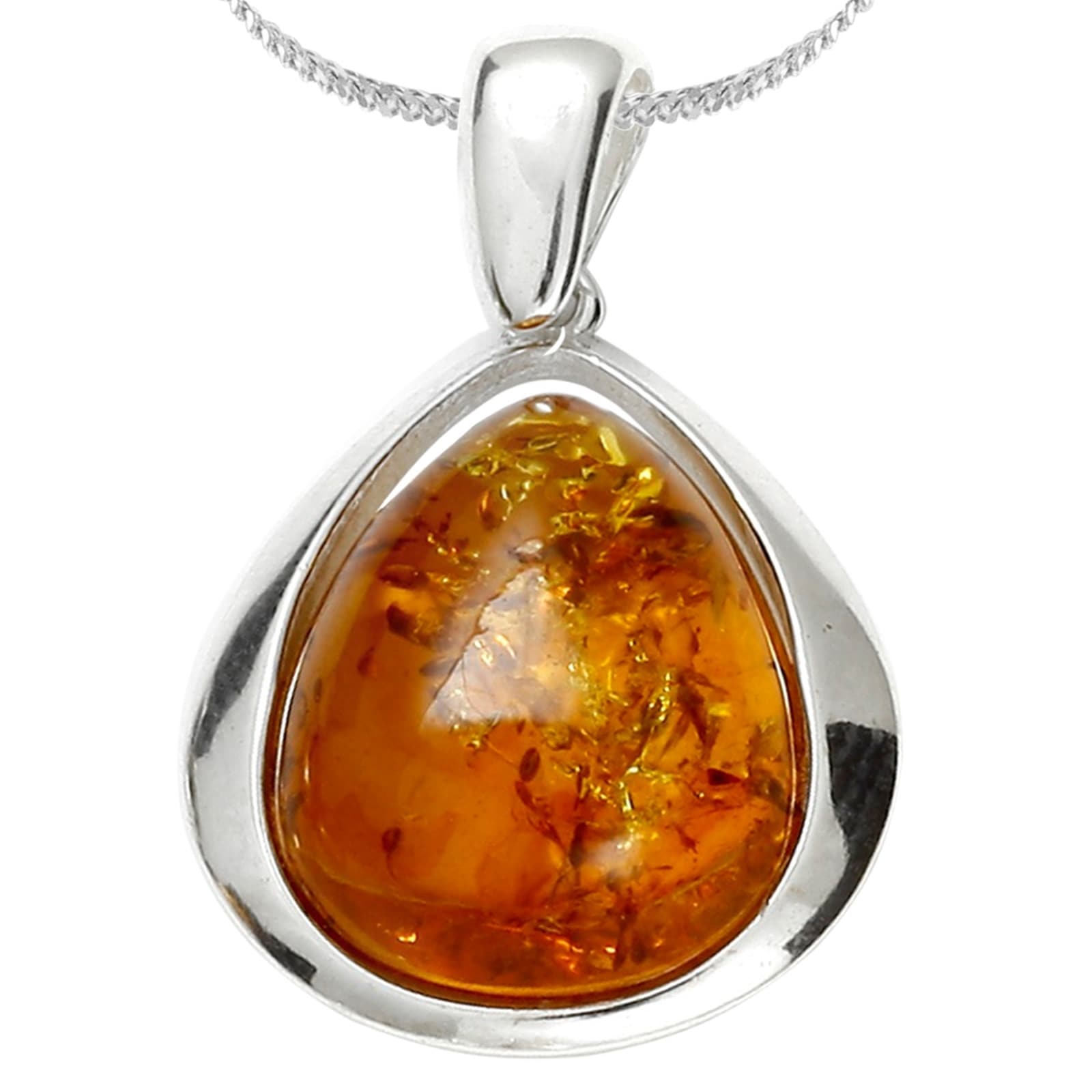 Kette mit Anhänger OSTSEE-SCHMUCK "- Angelina - Silber 925/000 - Bernstein" Gr. 45, silber (silber 925, silberfarben, weiß), Schmuck_Sets, Damen, 45, Silber 925 (Sterlingsilber)