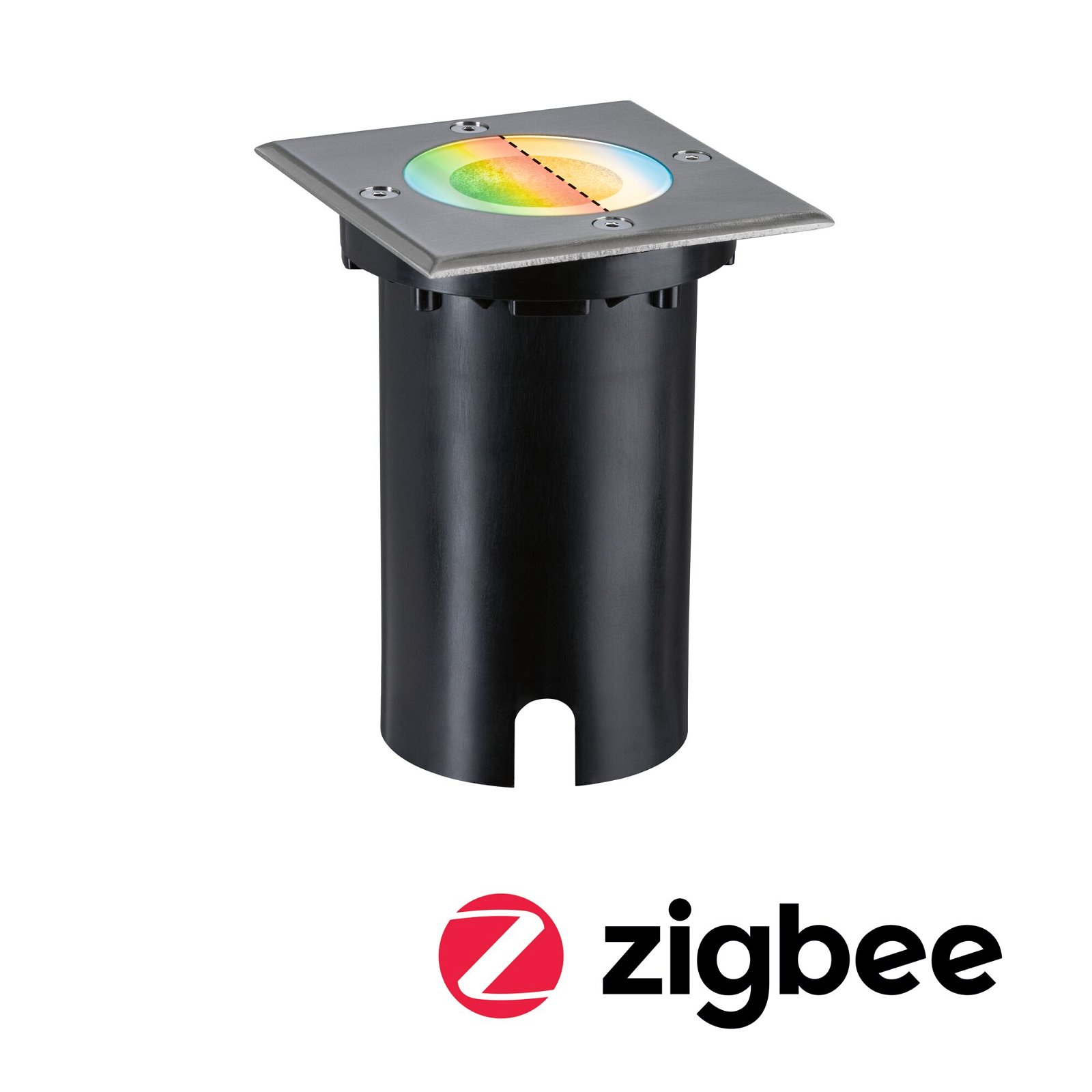 Paulmann LED Einbauleuchte "Floor eckig 110x110mm RGBW+ 4,9W 300lm 230V Eisen gebürstet Aluminium" 1 Stk. Tageslichtweiß Bodeneinbauleuchte Smart Home Zigbee 3.0 IP67