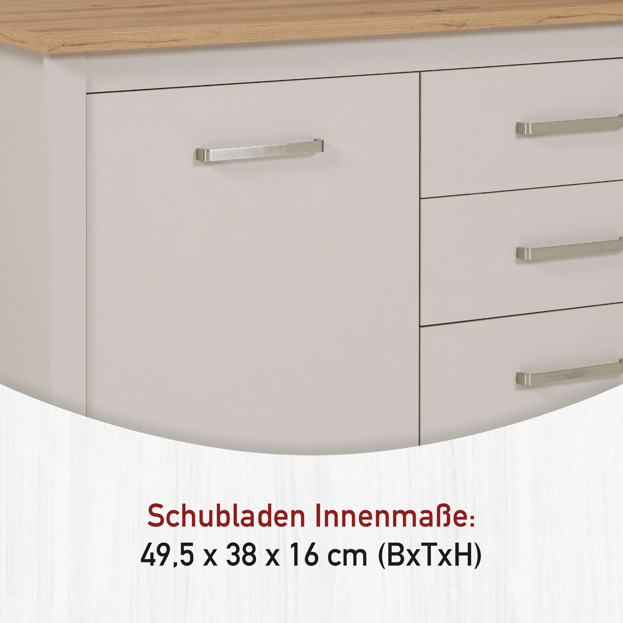 Inter Link Bartisch »Pienza, multifunktional für Küche & Essbereich, Kaschmir, Skandi Look« 1 Stk. tlg. Kücheninsel mit Soft-Close, Platz für 2 Hocker, 124x75x91 cm