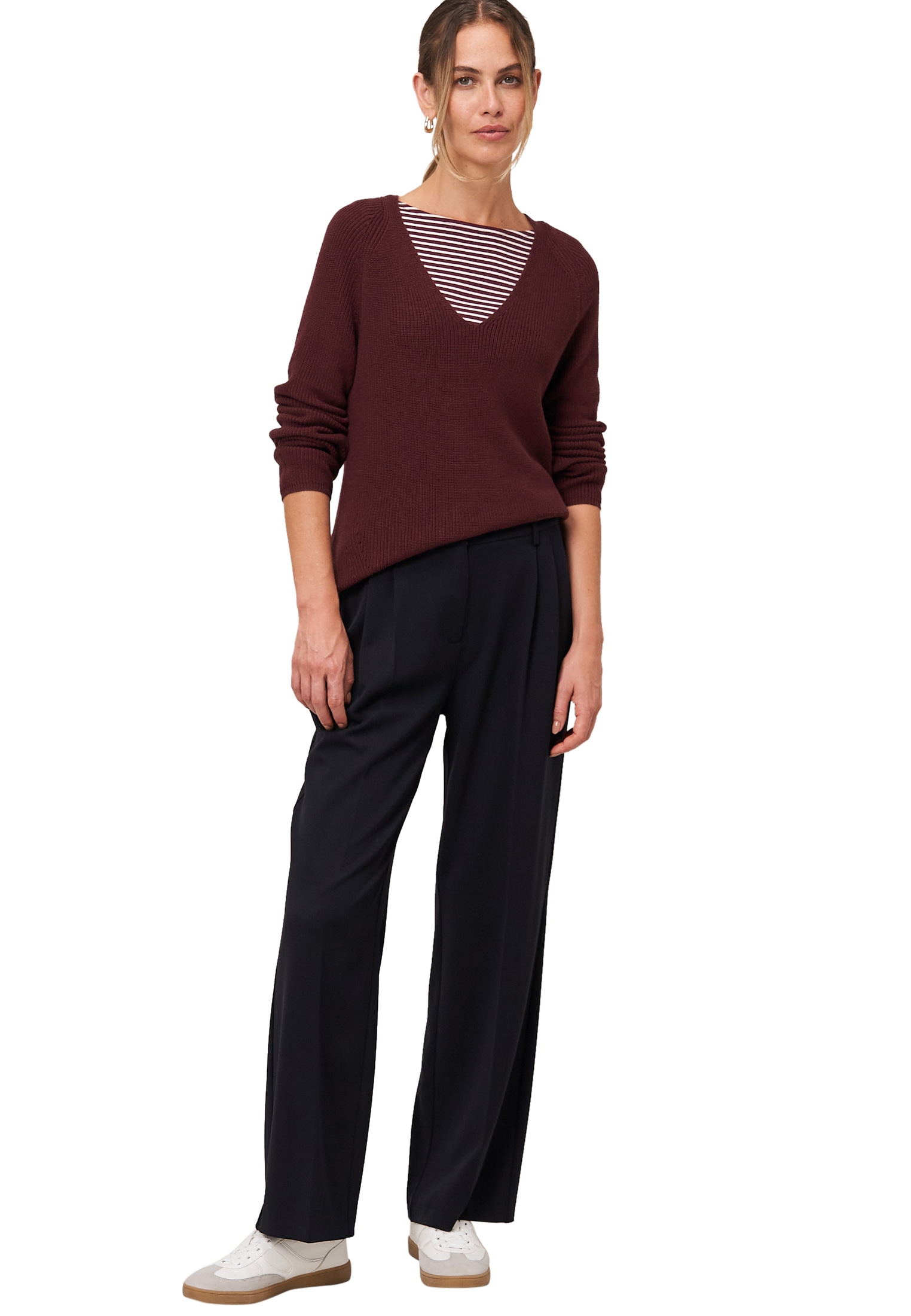Zero Strickpullover »zero Damen Strukturpullover mit V-Ausschnitt«, (1 tlg.), Plain/ohne Details