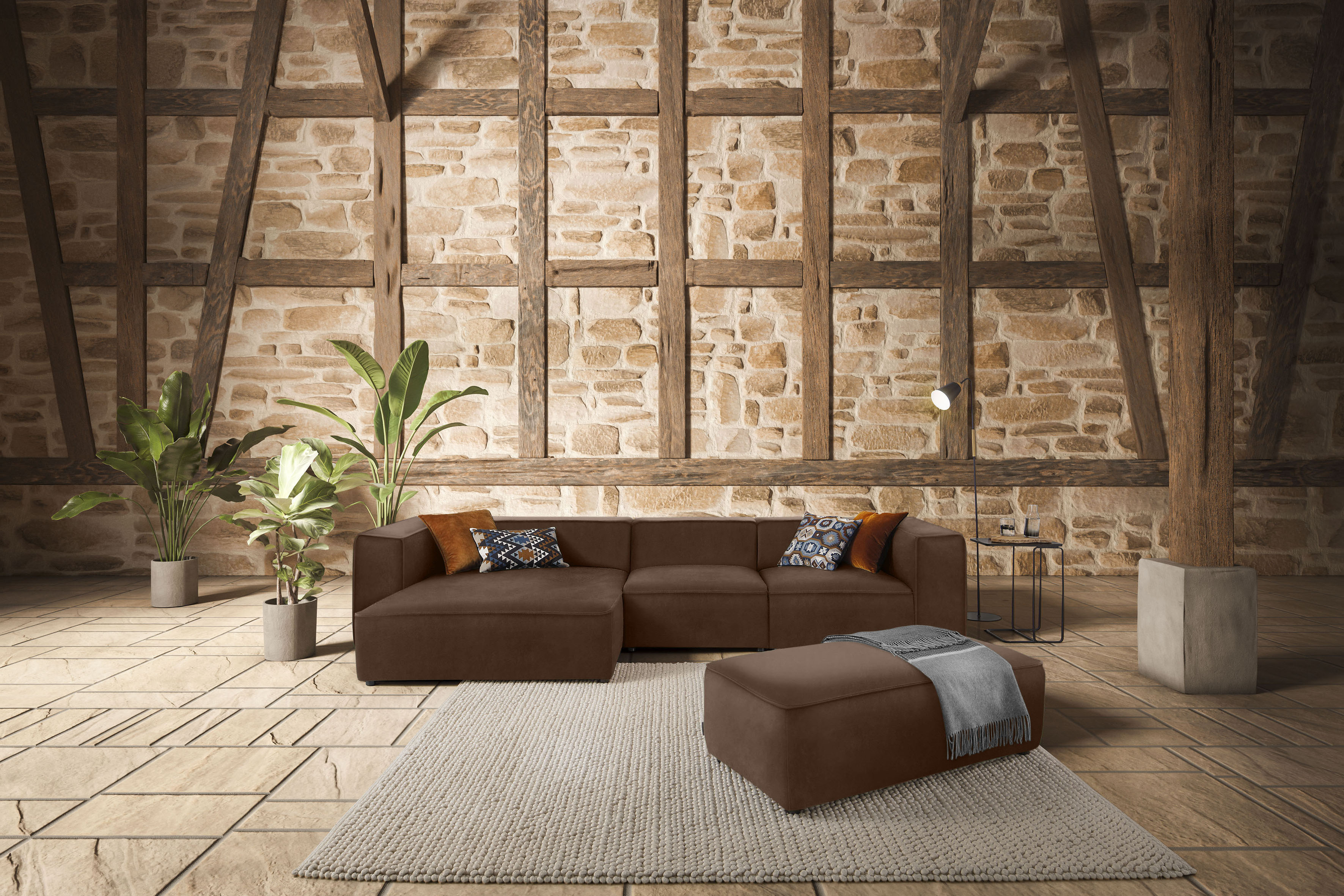 W.SCHILLIG Ecksofa "around-the-block Mega Sofa, viel Platz und hoher Sitzkomfort, L-Form" mit eleganter Biese, mit Federkern, Breite 341 cm