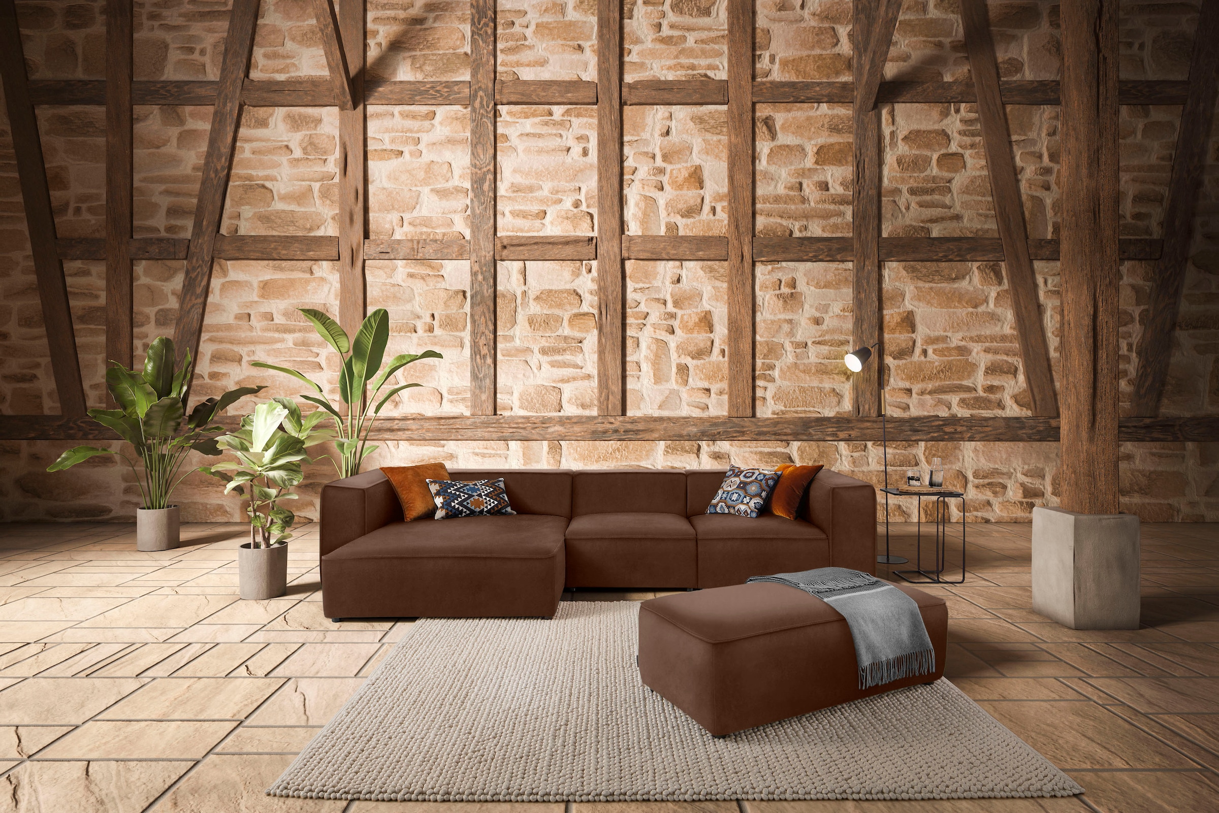 W.SCHILLIG Ecksofa "around-the-block", mit eleganter Biese, mit Federkern, günstig online kaufen
