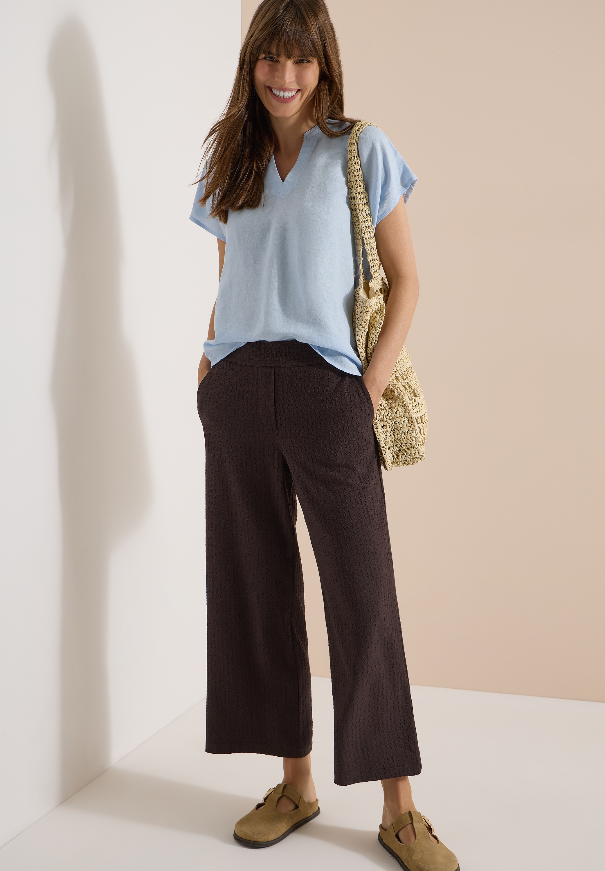 Cecil 7/8-Hose »Style Neele«  Seersucker-Qualität, Elastikbund, weites Bein