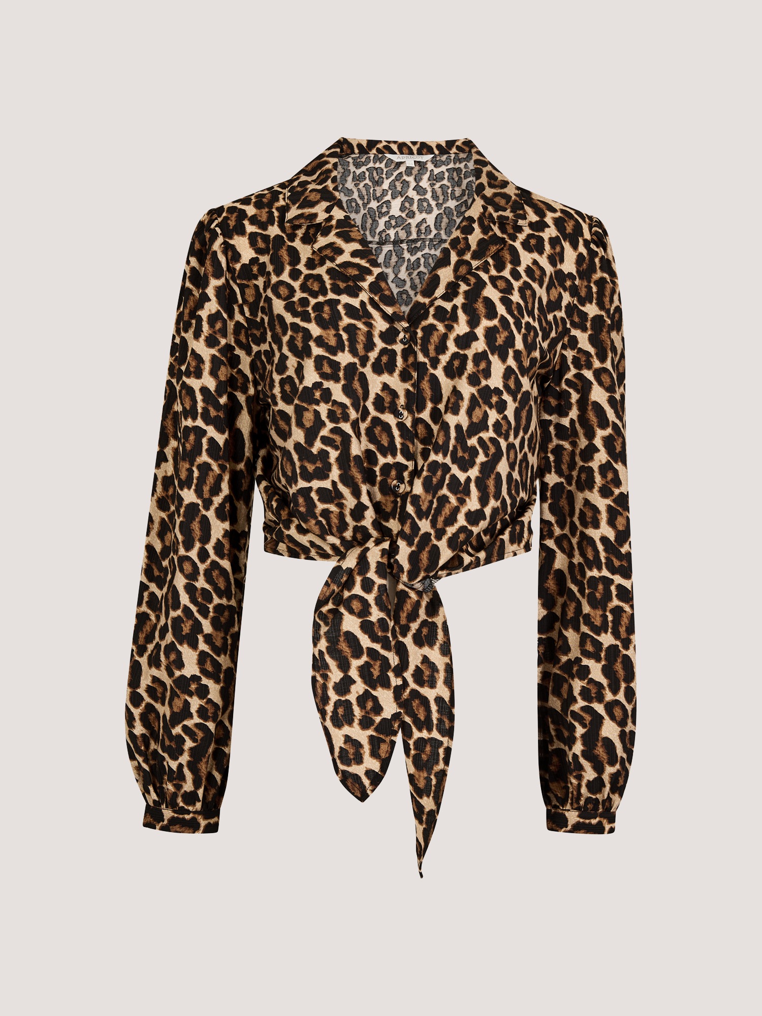 Apricot Crop-Top »Crop-Shirt« mit Leopardenmuster und Bindeband vorne