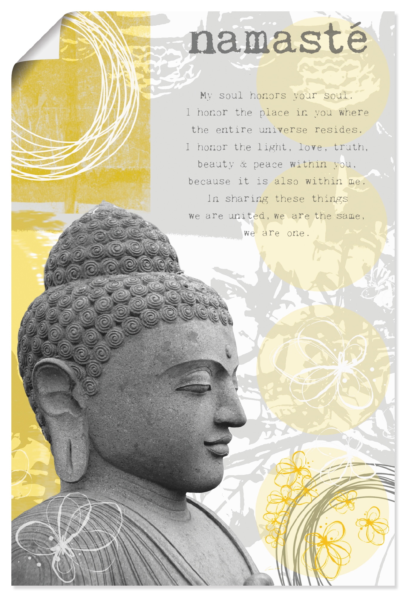 Größen | kaufen als oder Wandbild Artland Wandaufkleber (1 Leinwandbild, BAUR »Buddha Poster Alubild, in I«, versch. Religion, St.),