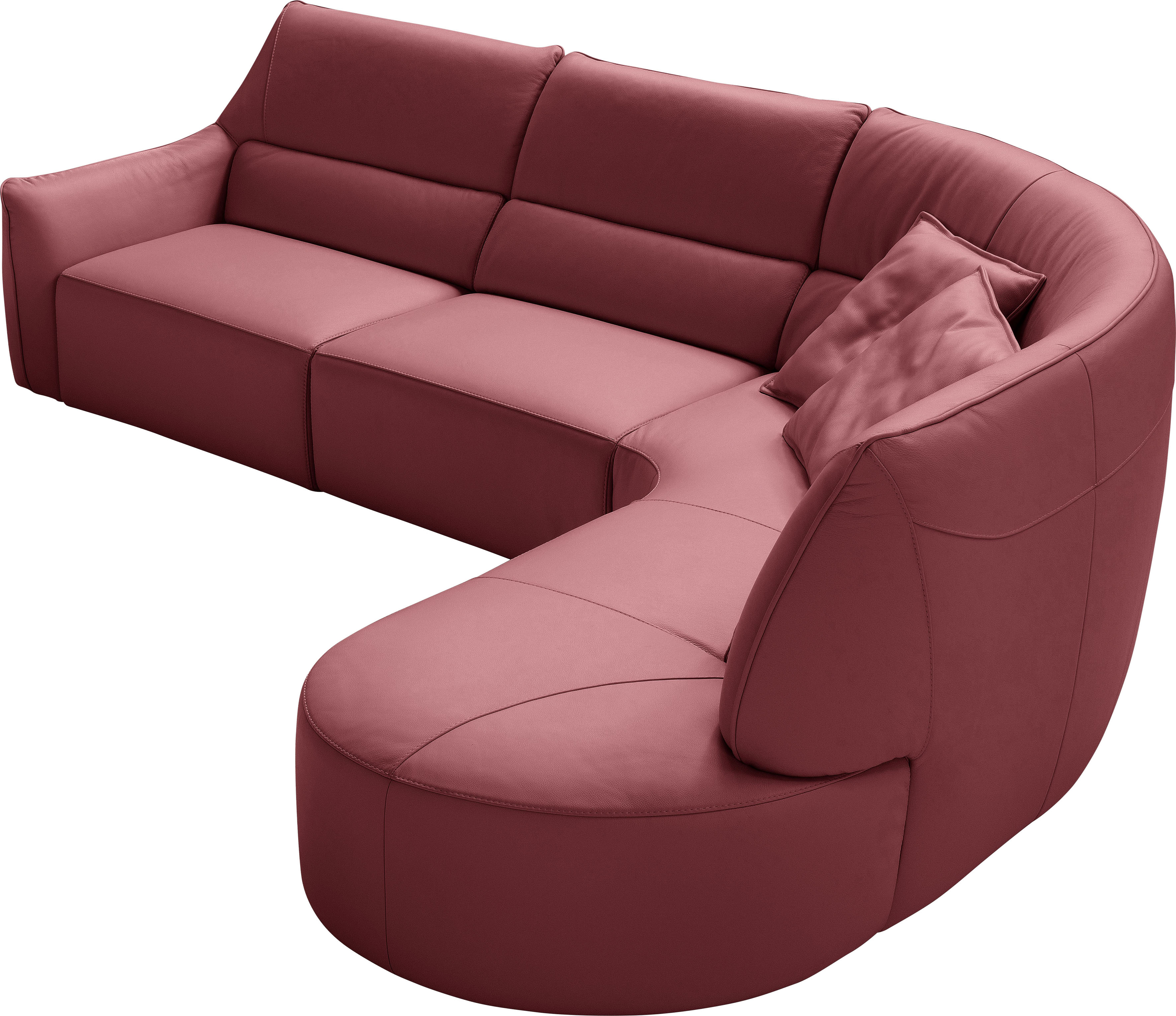 Egoitaliano Ecksofa "Puffy, extravagant & edel, Retro Designsofa, hoher Sitzkomfort, L-Form" mit Ottomane, wahlweise mit und ohne elektrischer Relaxfunktion