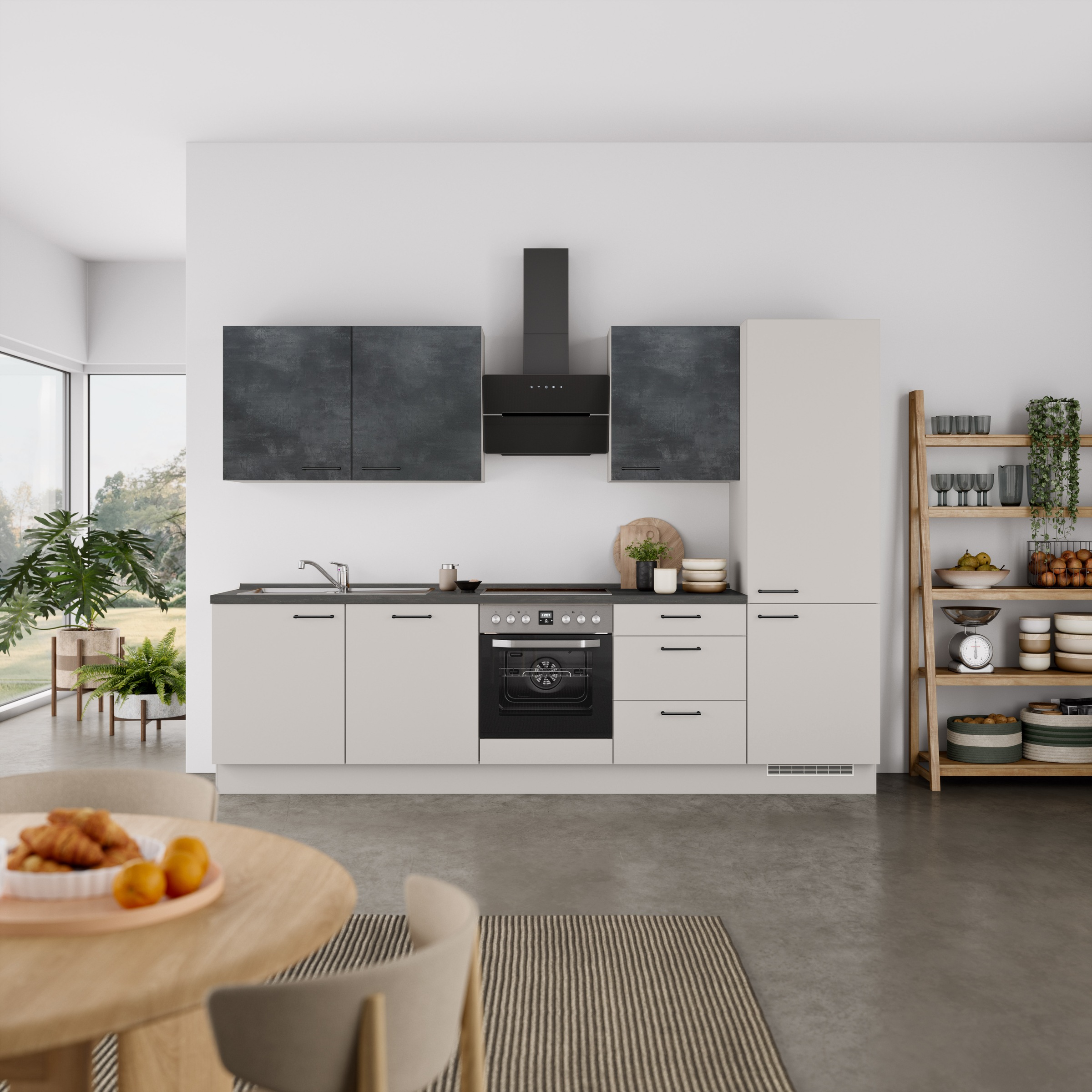 nobilia® Küchenzeile »"MIAMI", NEU: individuell anpassbar mit gratis Profi-Beratung« vormontiert, Breite 300 cm, Ausrichtung wählbar, wahlw. mit E-Geräten