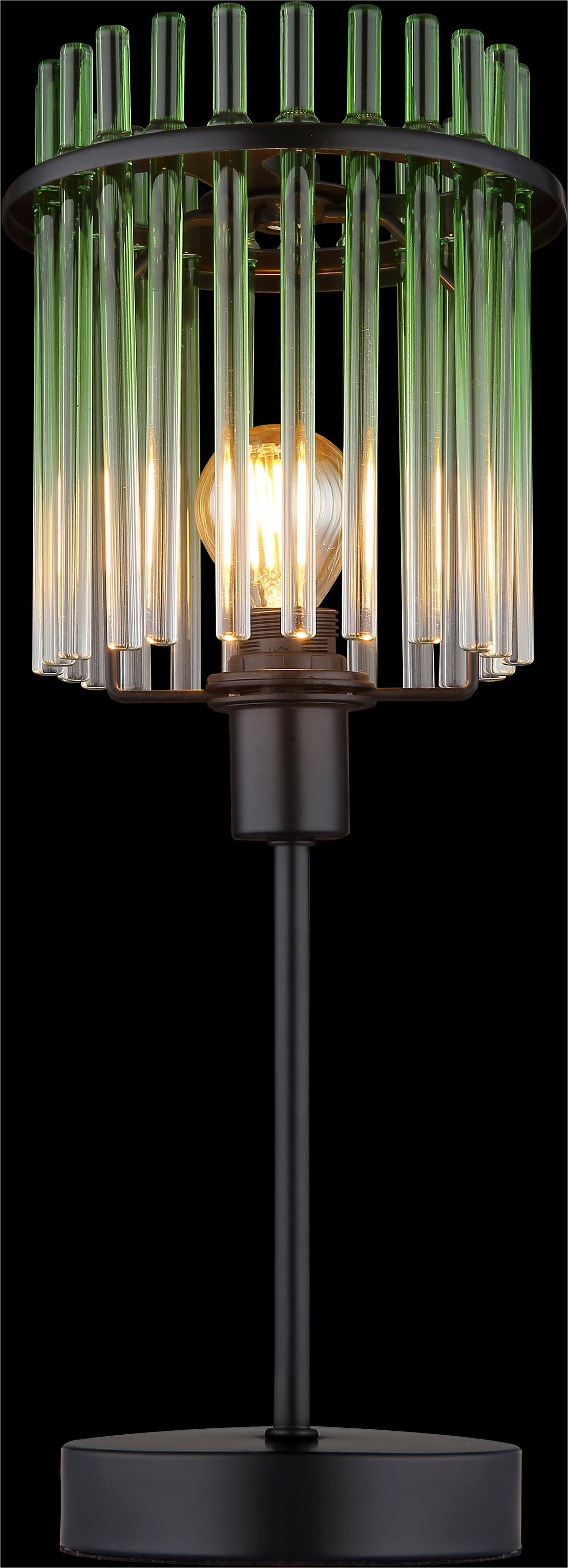 GLOBO LIGHTING Tischleuchte »GORLEY« E14 1 Stk. Tischlampe schwarz Glasstäbe grün klar verlaufend elegant