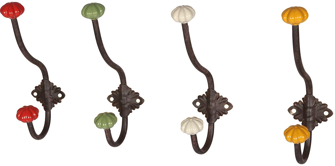 Ambiente Haus Garderobenhaken "Haken mit Keramik - grün 23cm" günstig online kaufen