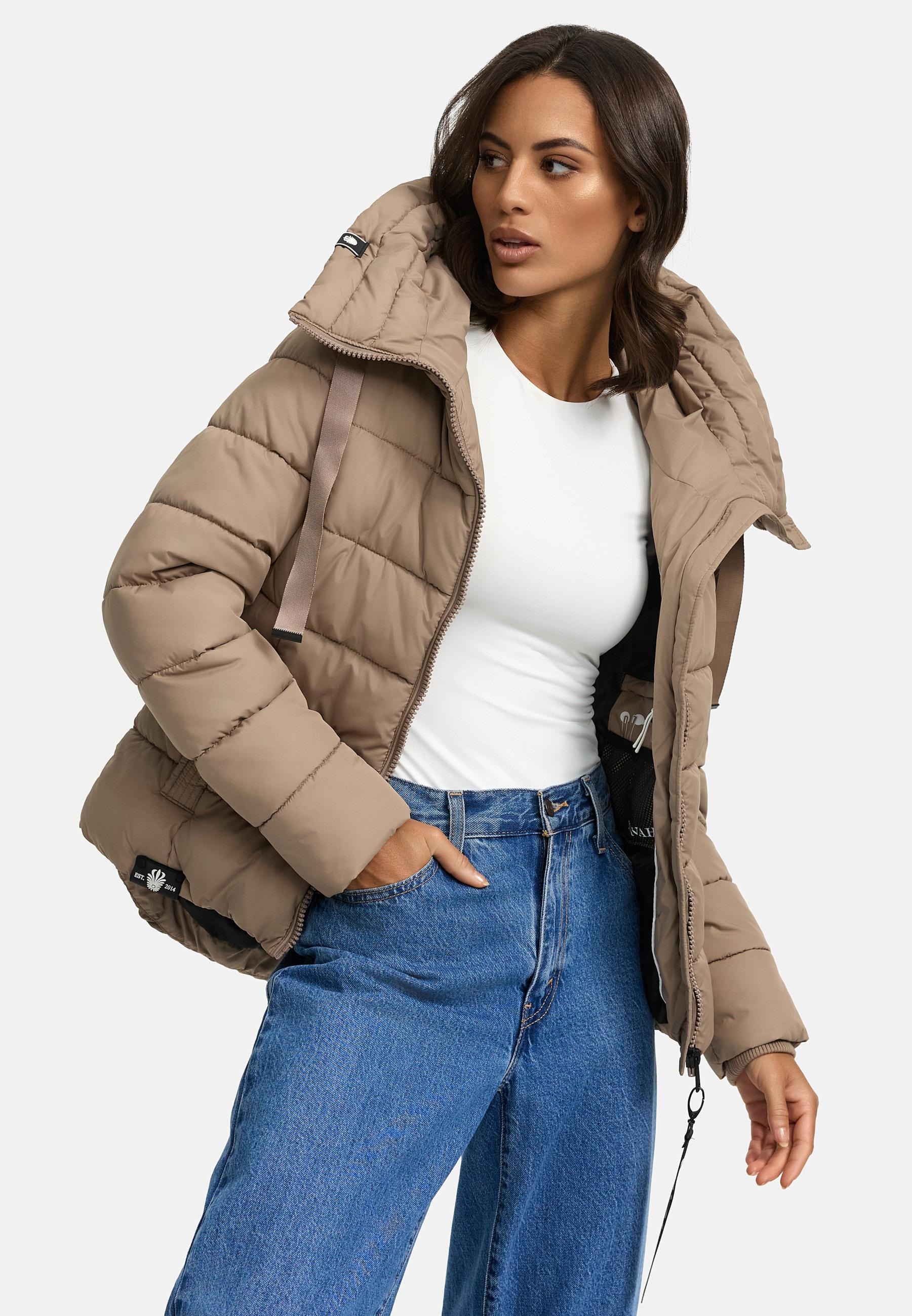 Navahoo Steppjacke »Amayaa«, mit Kapuze, stylische Damen Winterjacke mit coolen Applikationen