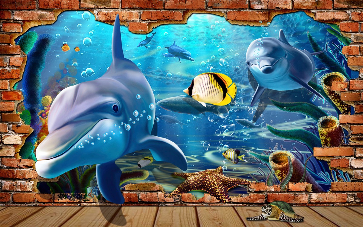 Papermoon Fototapete »Unterwasserwelt mit Mauer«