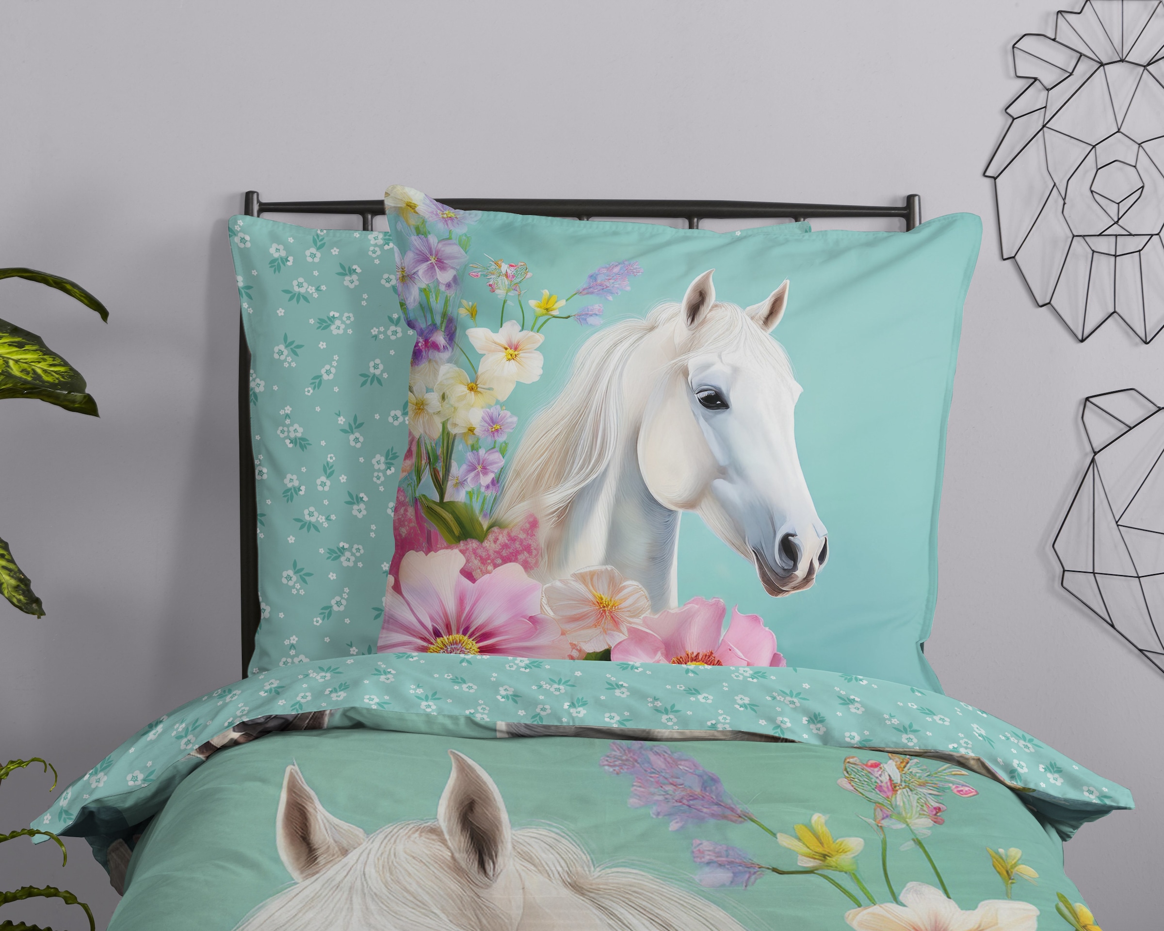 good morning Kinderbettwäsche »Binky« 2 Baumwolle, Renforcé, 135x200, Wendeoptik, Kind, Mädchen, Pferd