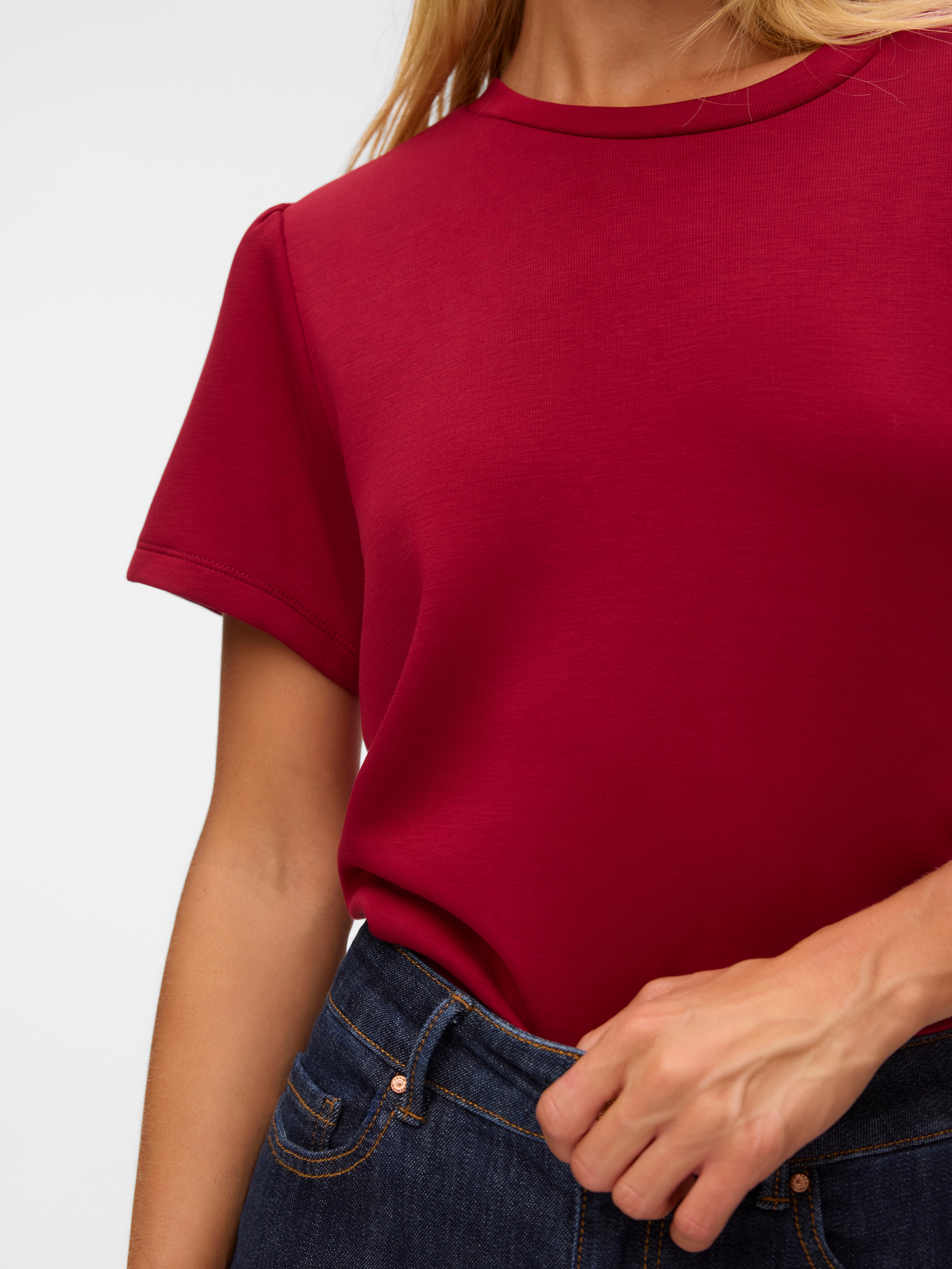 Vero Moda Kurzarmshirt »VMELLA SS O-NCK TOP JRS« Viskosemischung, regular fit