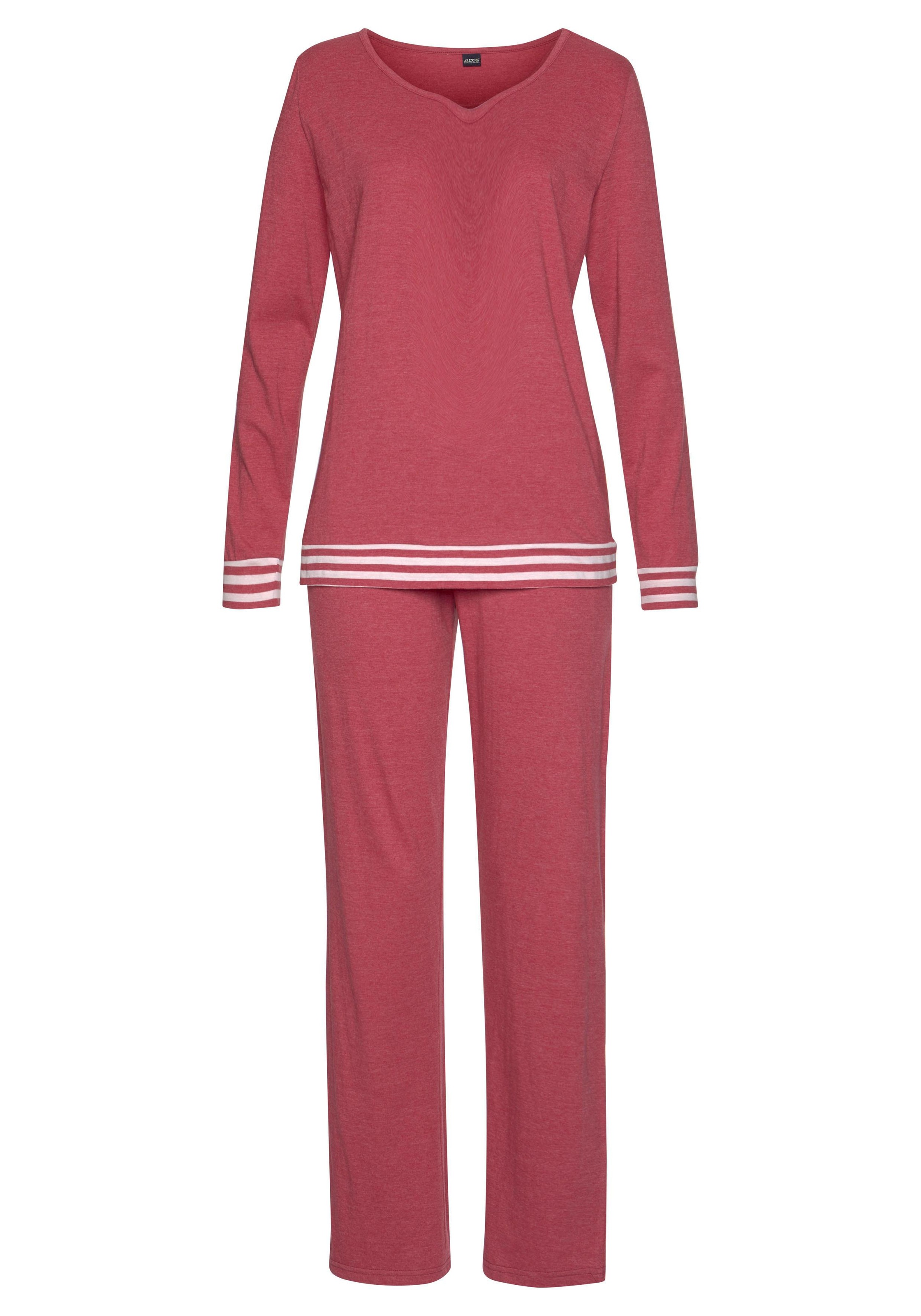 Arizona Pyjama 2 Stk. tlg., mit gestreiften Bündchen günstig online kaufen