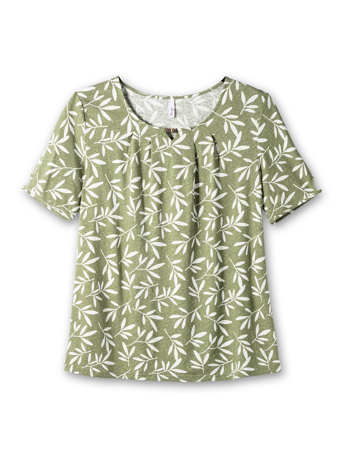 Sheego Blätterprint, | Größen«, »Große online im BAUR bestellen T-Shirt mit Leinen-Mix