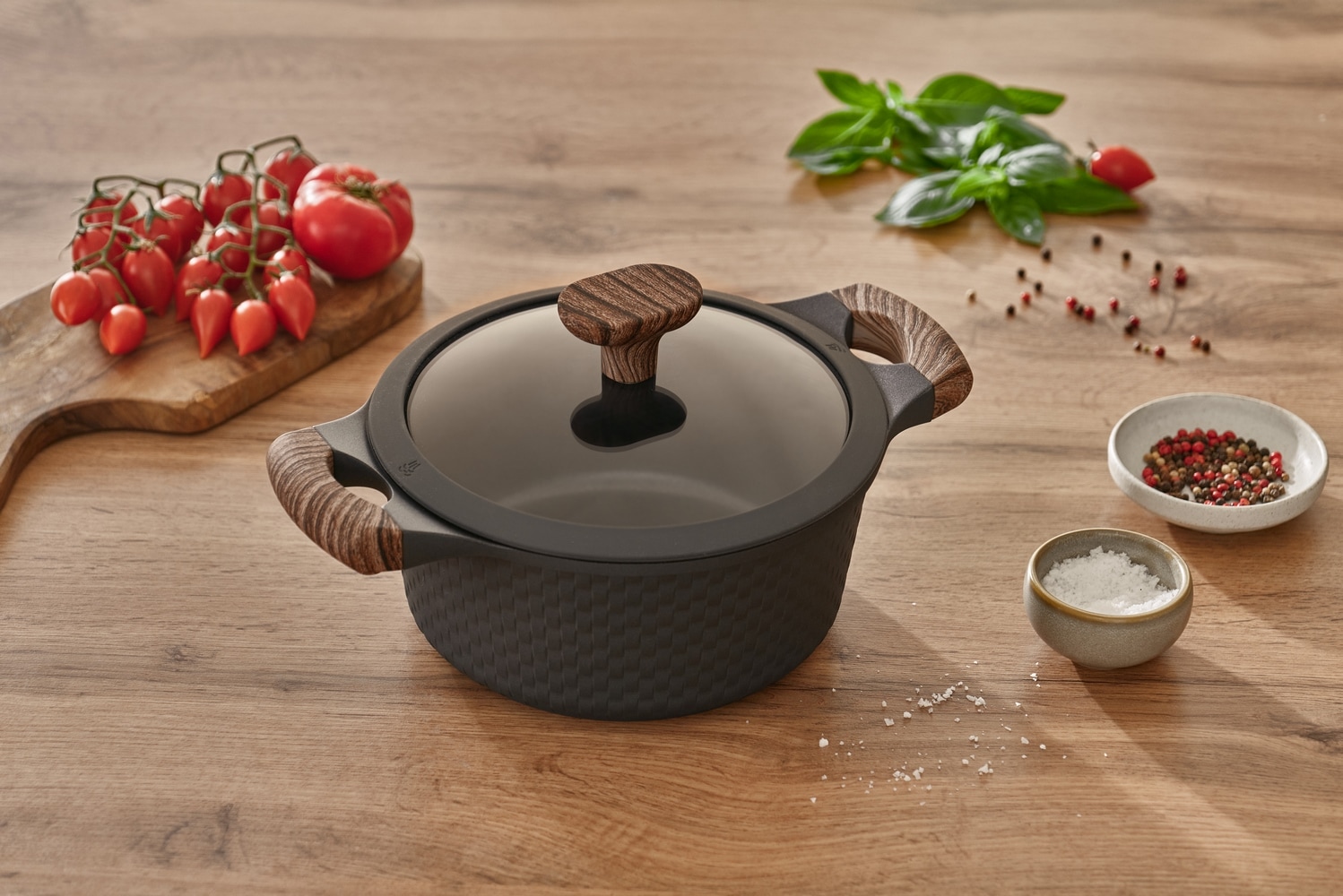RESTO Kitchenware Bratentopf »Ran, Kochtopf antihaftbeschichtet und spülmaschinenfest«, Aluminiumguss, (2 tlg.), Geeignet für alle Herdarten, auch Induktion, im Geschenkkarton