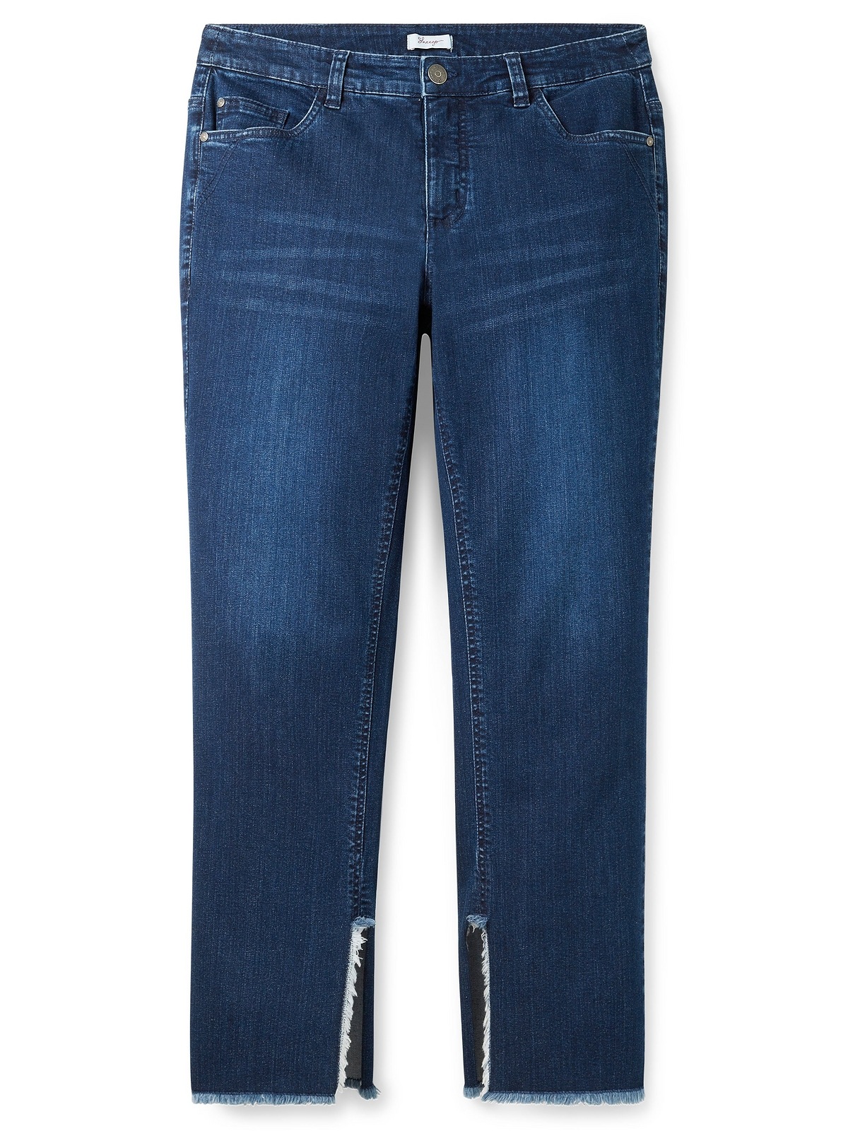 Sheego Gerade Jeans »Große Größen«, mit Fransendetails am Saum