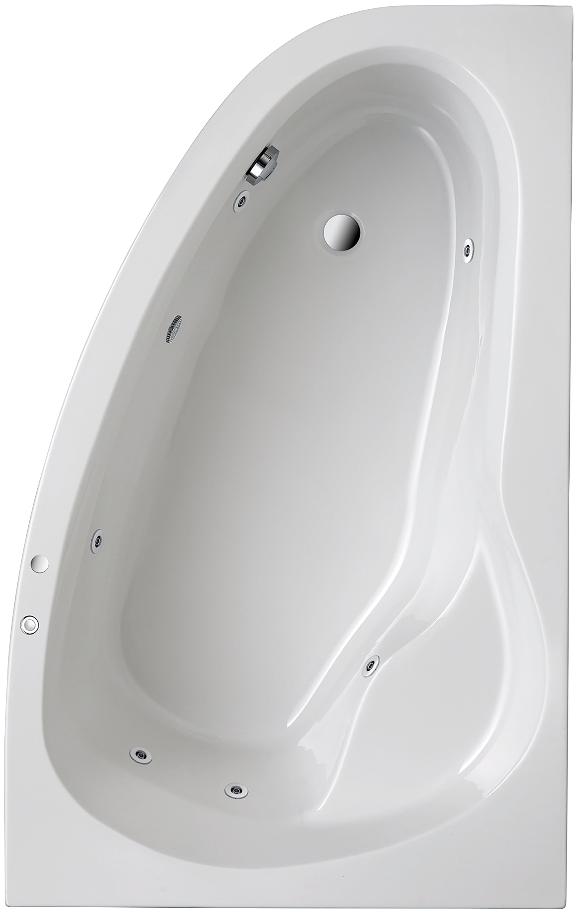 Whirlpool-Badewanne OTTOFOND, B:110cm H:44cm L:175cm T:110cm, weiß, Sanitäracryl, Badewannen, "Loredana", Typ 1, chrom