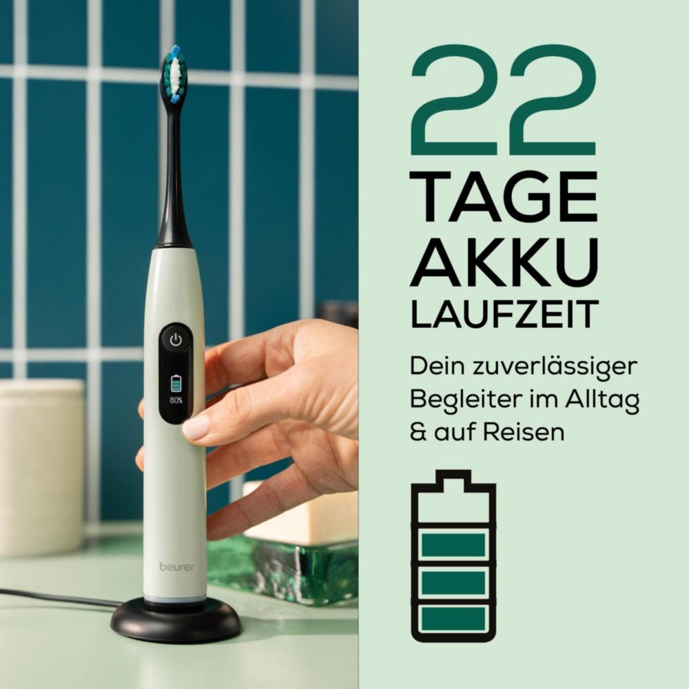 BEURER Elektrische Zahnbürste »SC 50«, 2 St. Aufsteckbürsten, Mit Andrucksensor, 80.000 Schwingungen/Min und 2-Minuten Timer