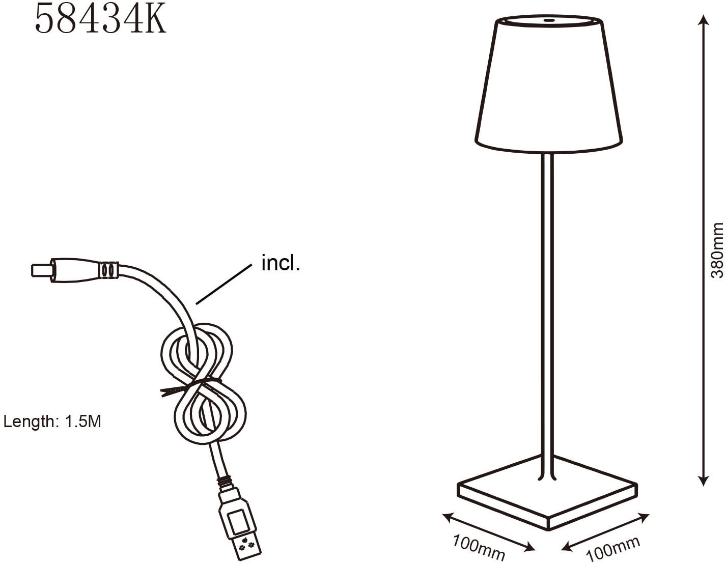 GLOBO LIGHTING LED Tischleuchte »GREGOIR«, Leuchtmittel LED-Modul | LED fest integriert, Tischlampe/Akku/IP44/Touch Ein/Aus/Touchdimmer/holzoptik