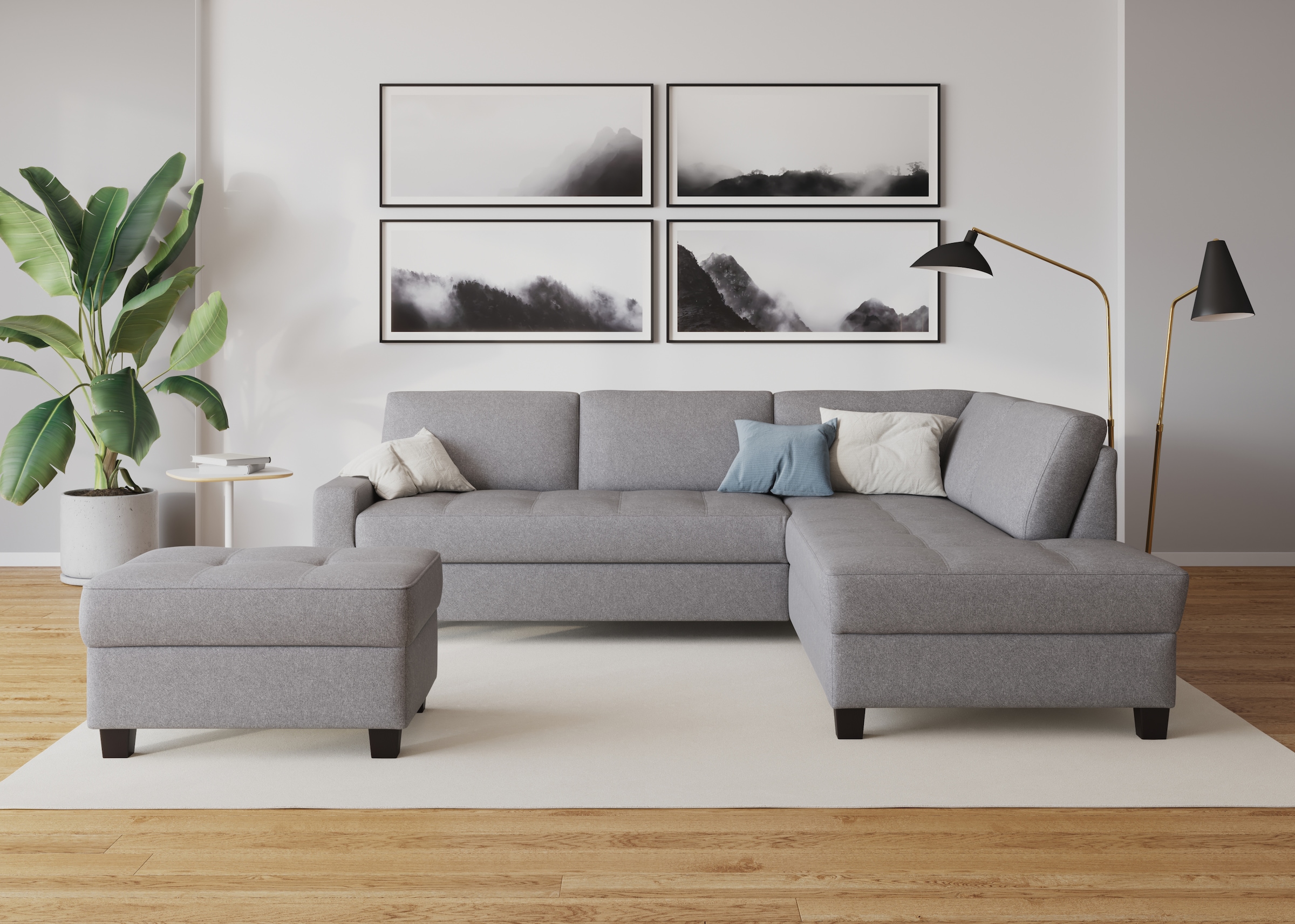 DOMO collection Ecksofa »Florentina zeitlos und elegant, Sitznähte als Designelement, L-Form«, wahlweise mit Bettfunktion, mit Kontrastnaht, Komfortsitzhöhe 47cm