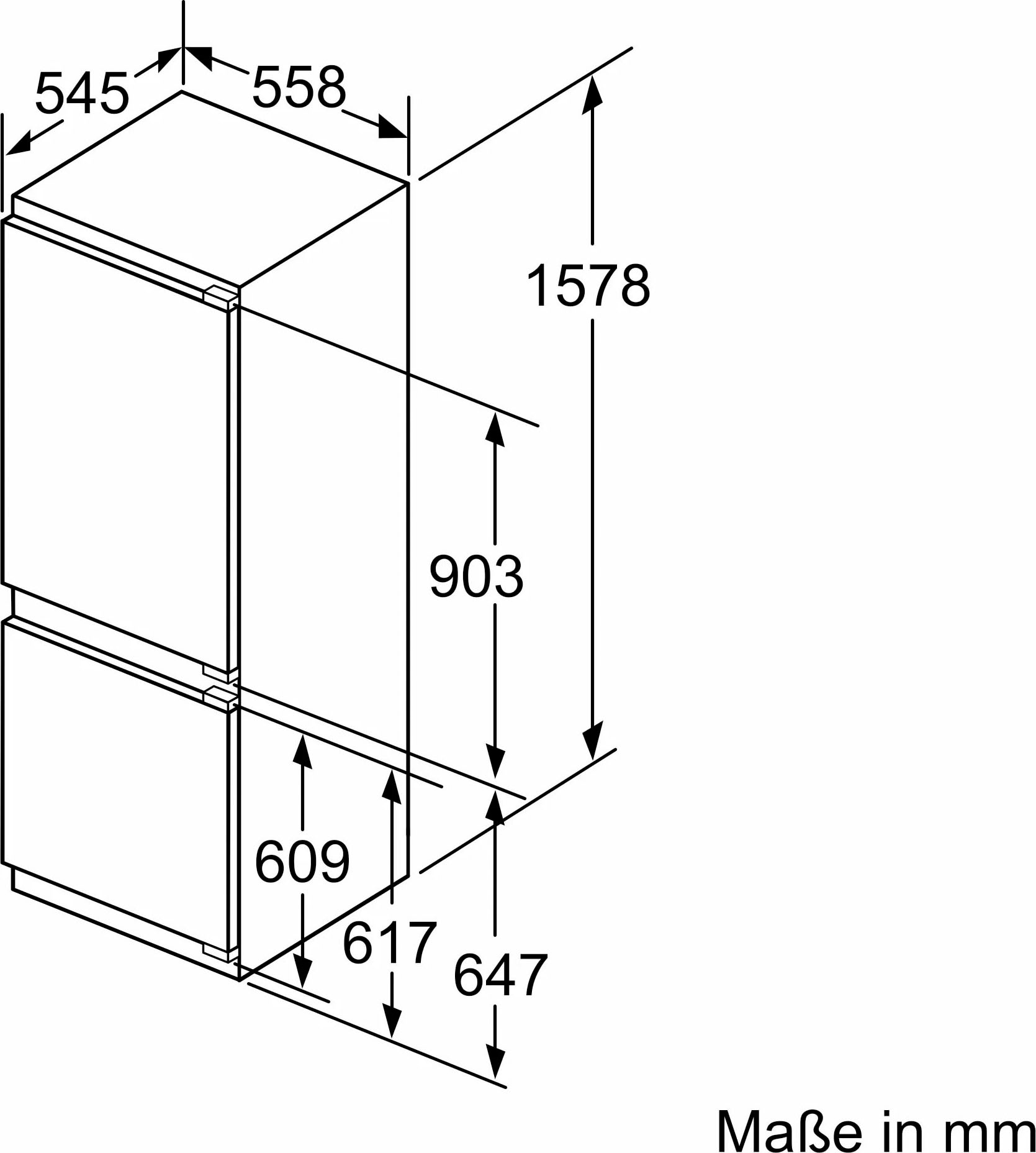 NEFF Einbaukühlgefrierkombination »KI6773FE1«, KI6773FE1, 157,8 cm hoch, 55,8 cm breit, Fresh Safe 2: Frischeschublade für die ideale Lagerung von Obst&Gemüse