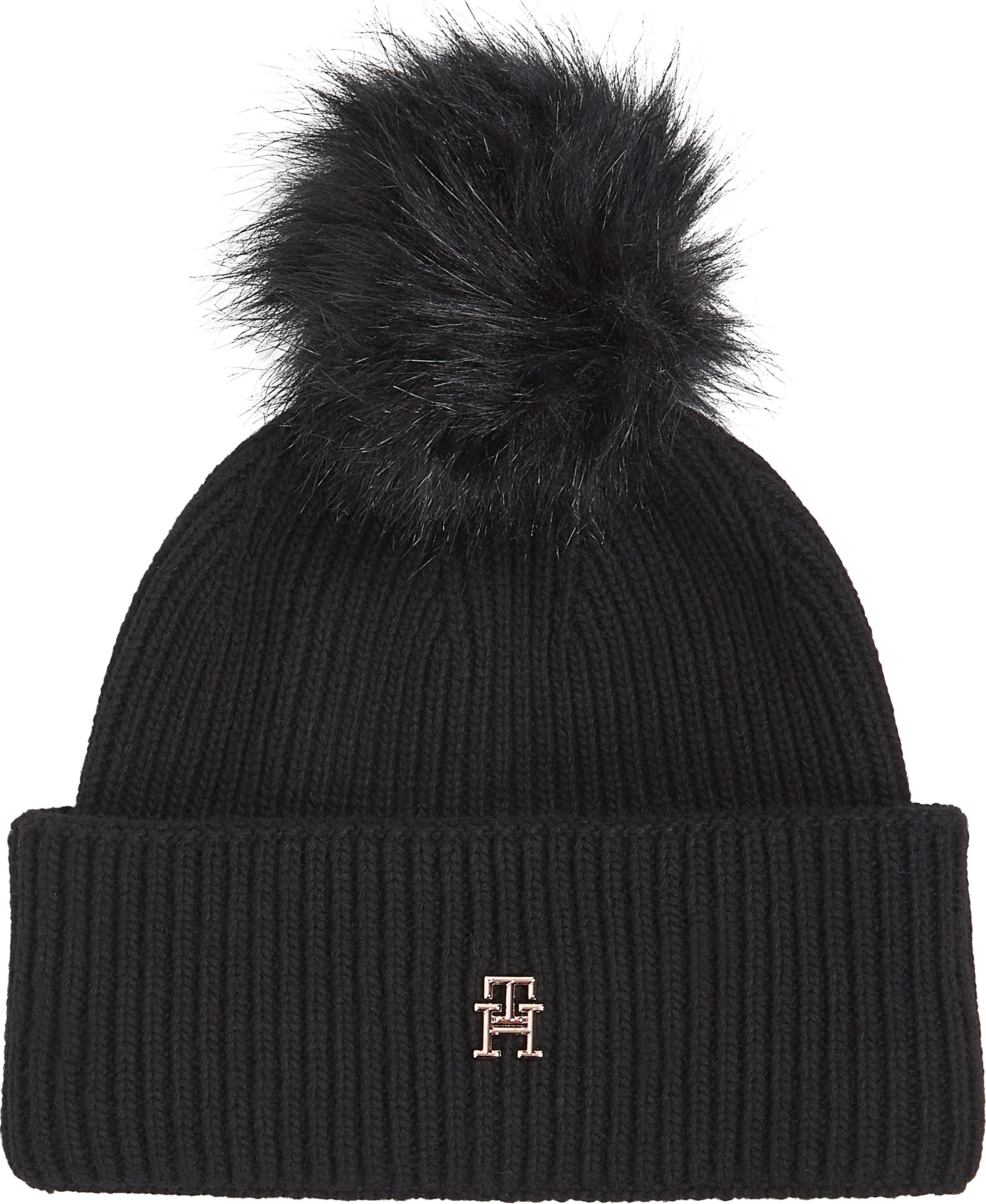 Beanie »ELEVATED CHIC BEANIE W/POMPOM«, Logoemblem, Pompon